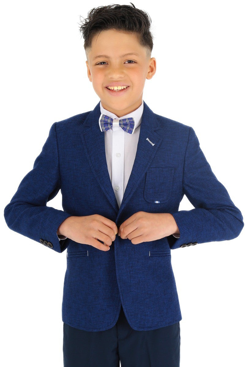 Boys Slim Fit Twill Formal Blazer - TERRY - Navy Blue