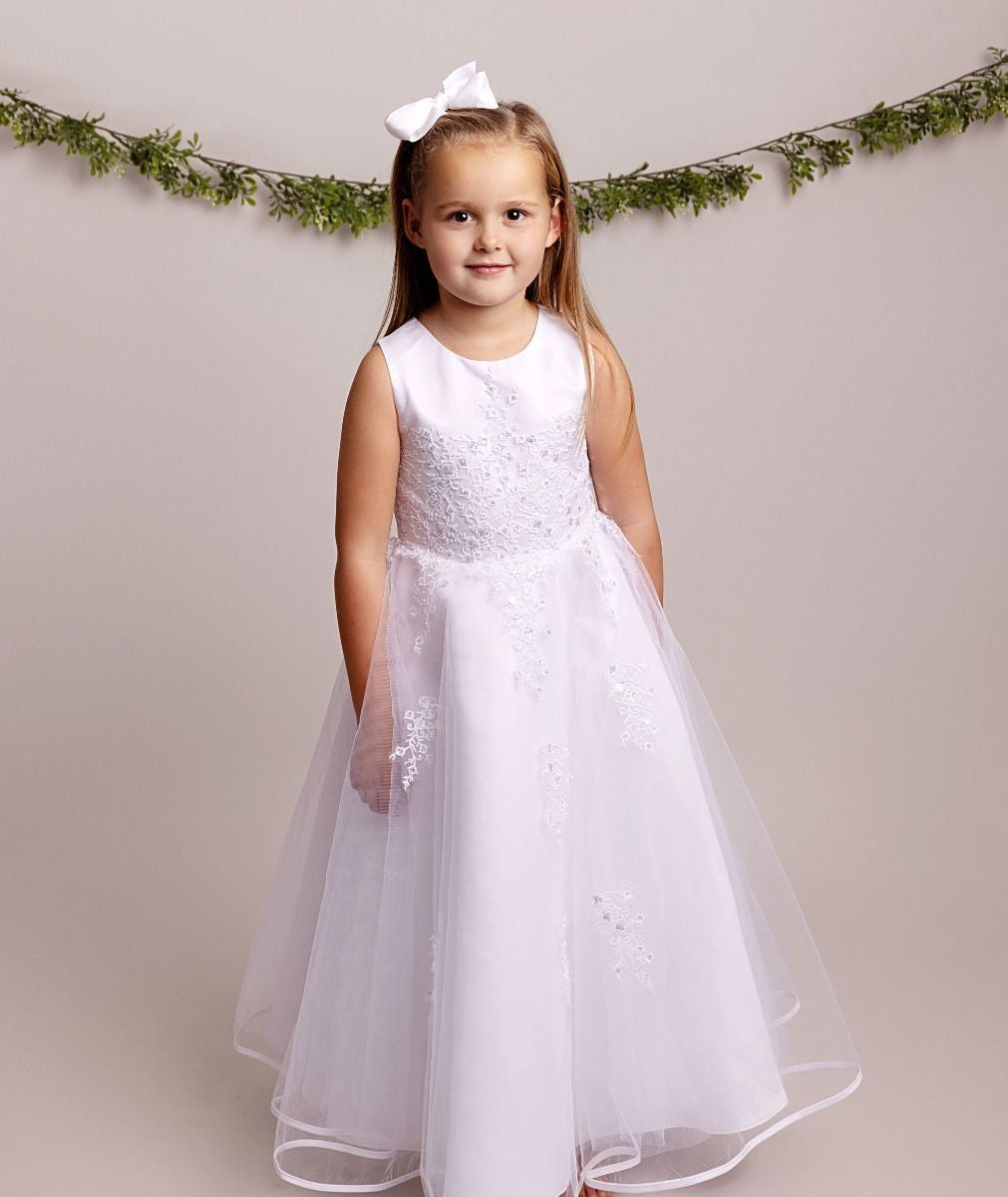 Flower Girl White Lace Dress with Bolero - BEXLEY - White