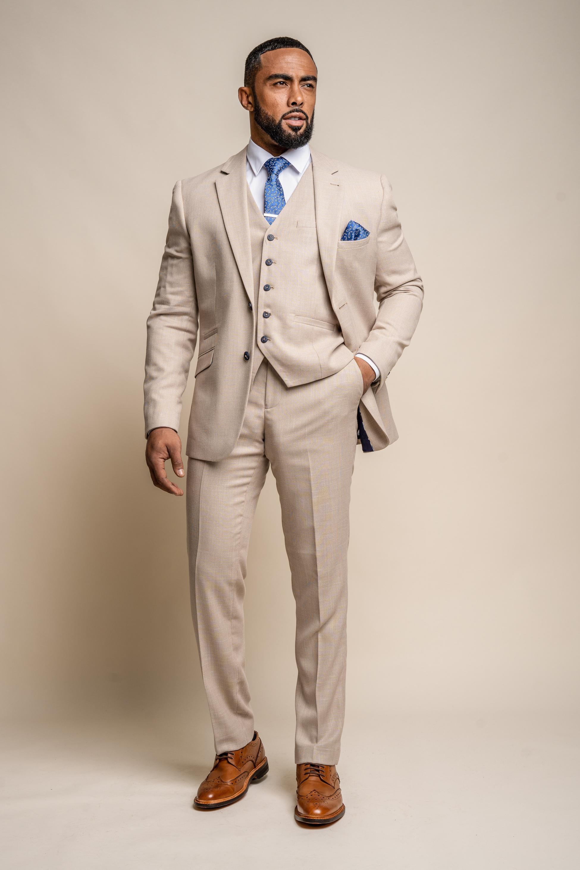 Men's Slim Fit Suit Jacket - MIAMI - Beige