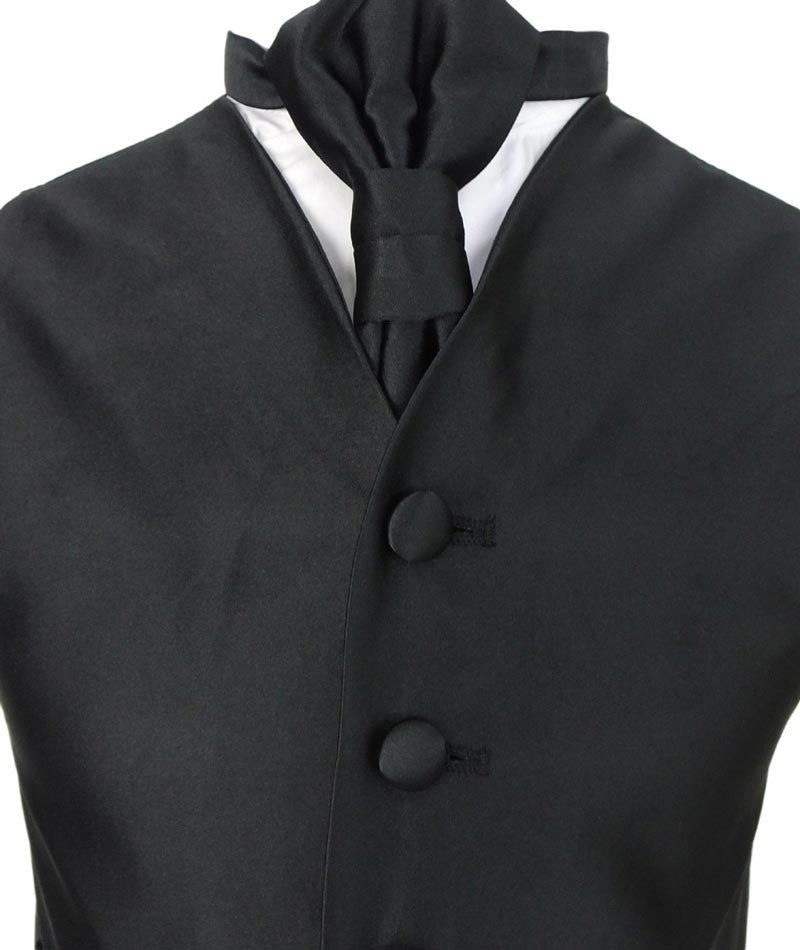 Boys Satin Waistcoat & Cravat Set - Black