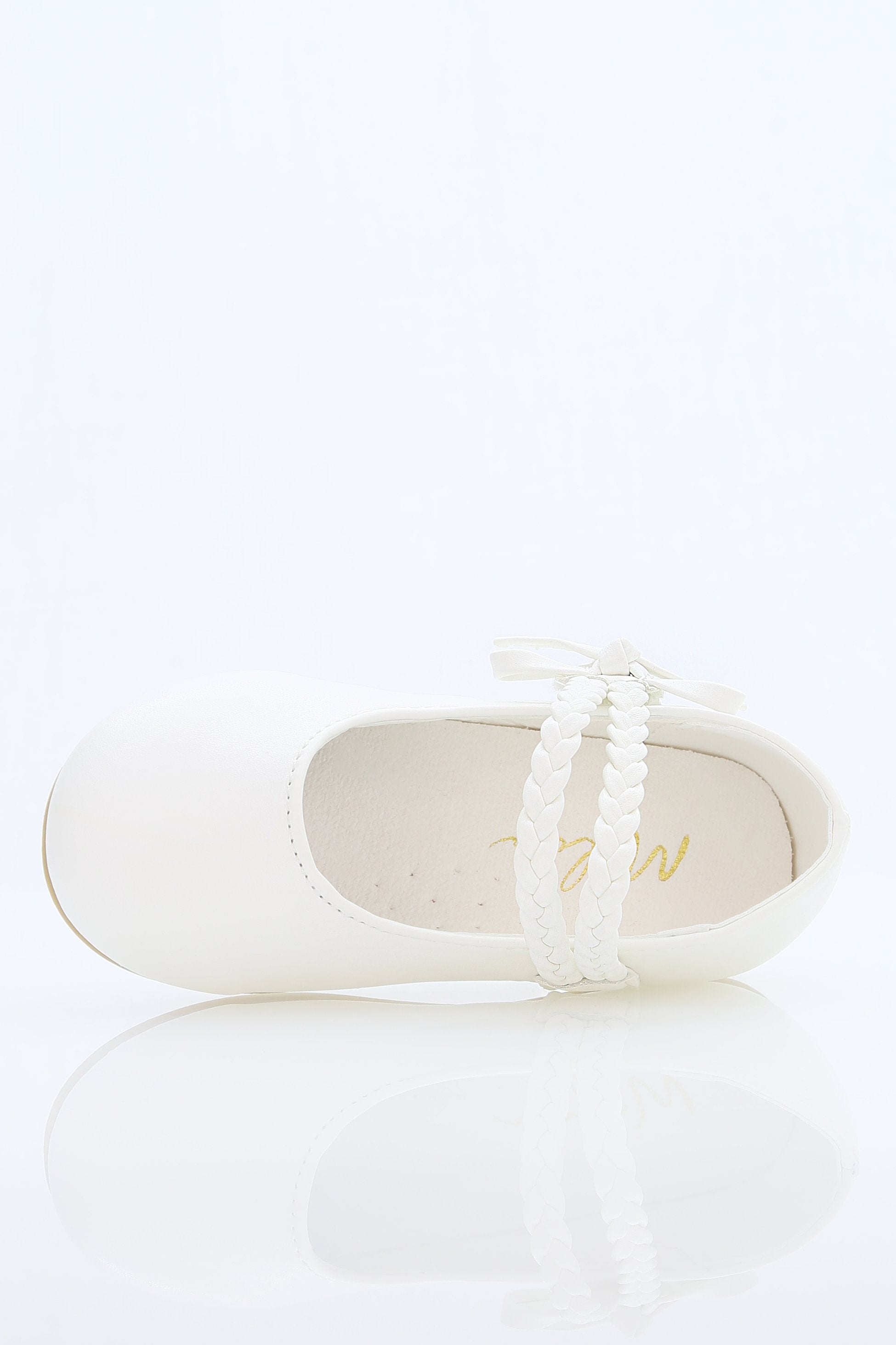 Little Girls’ Braided Strap Mary Jane Shoes with Bow - OPHELIA - White