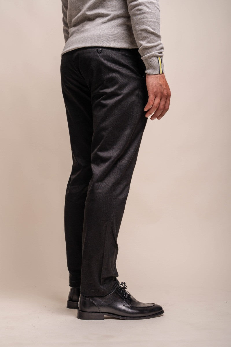 Men's Cotton Chino Trousers - DAKOTA - Black