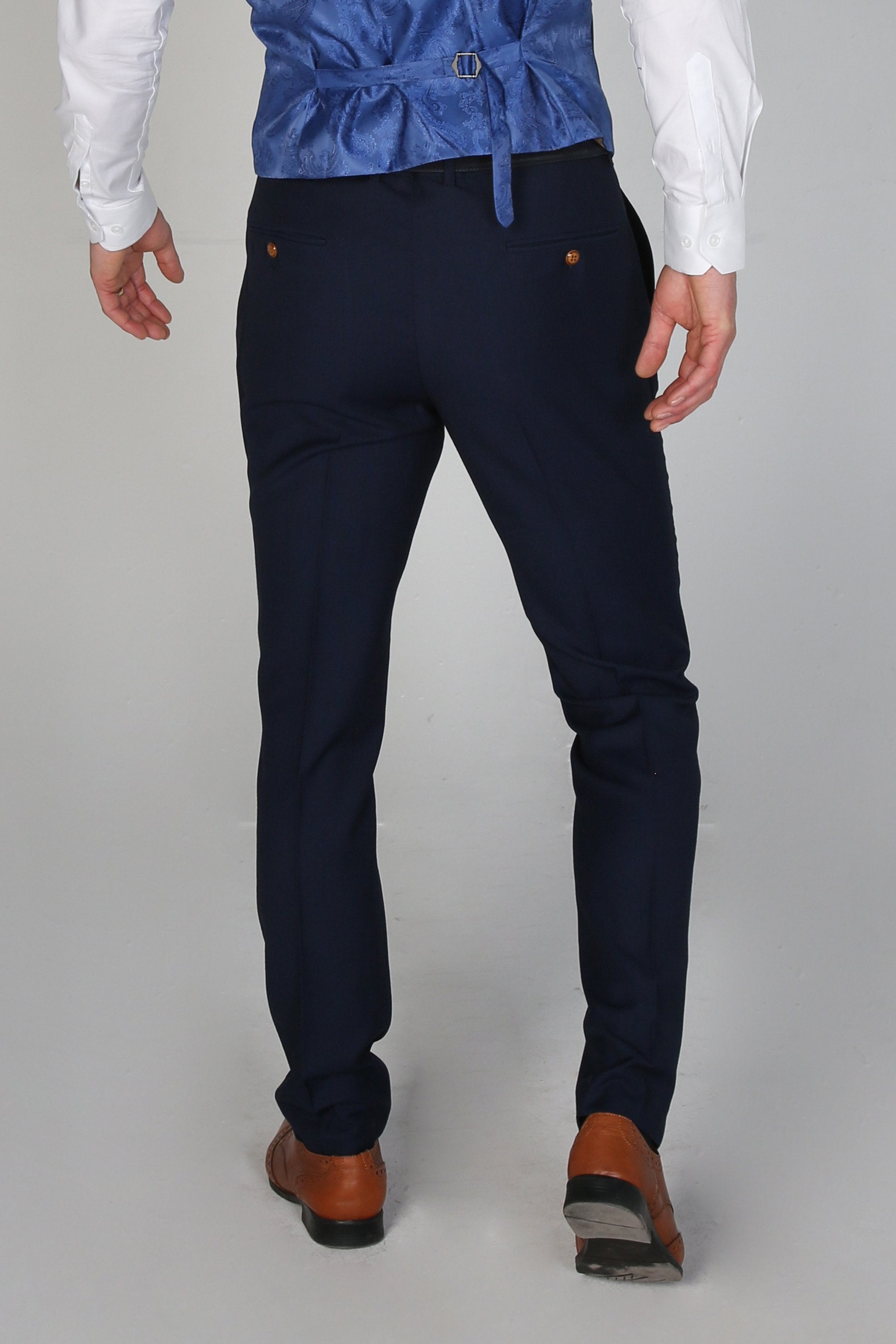 Men's Tailored Fit Trousers - MAYFAIR - Navy Blue