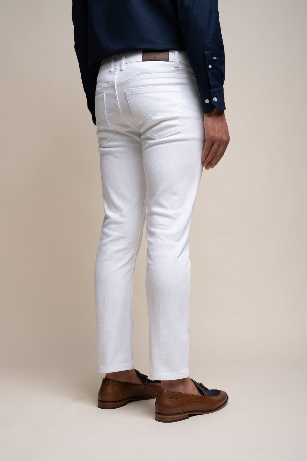 Men's Cotton Slim Fit Stretch Denim Jeans - MILANO - White