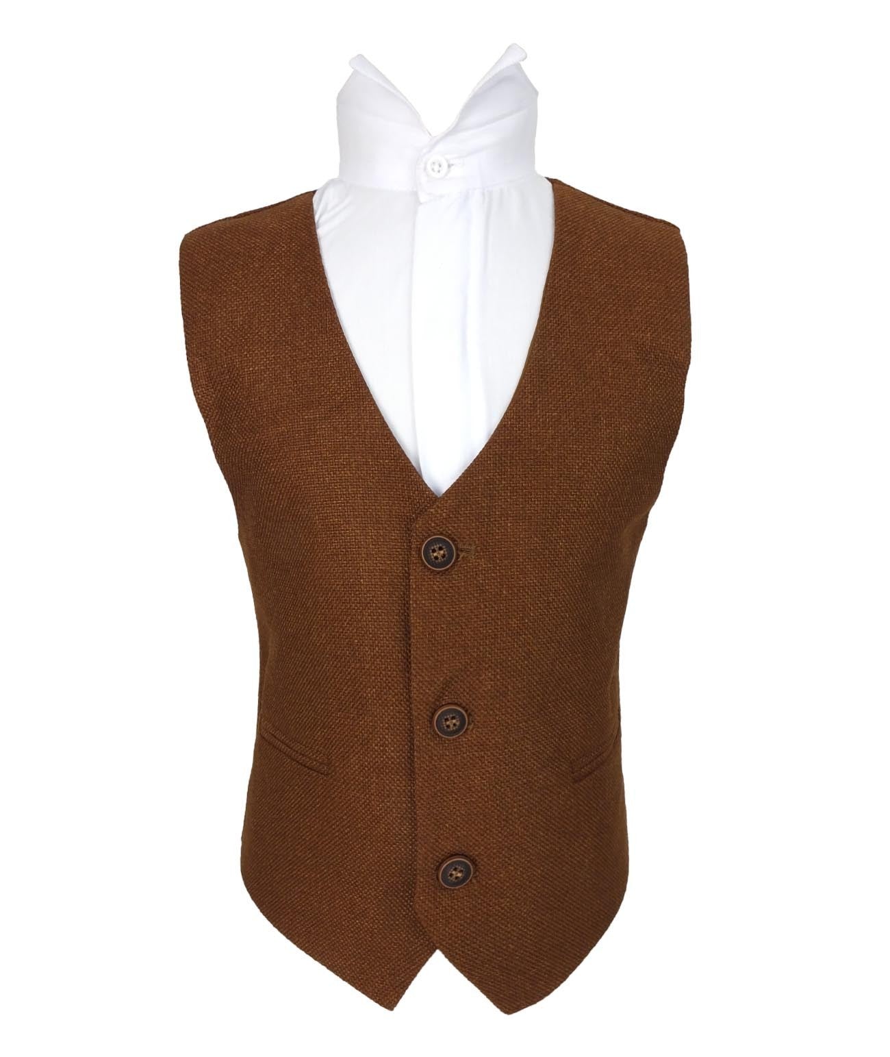 Men's & Boys Tweed Waistcoat Set - Cinnamon Brown