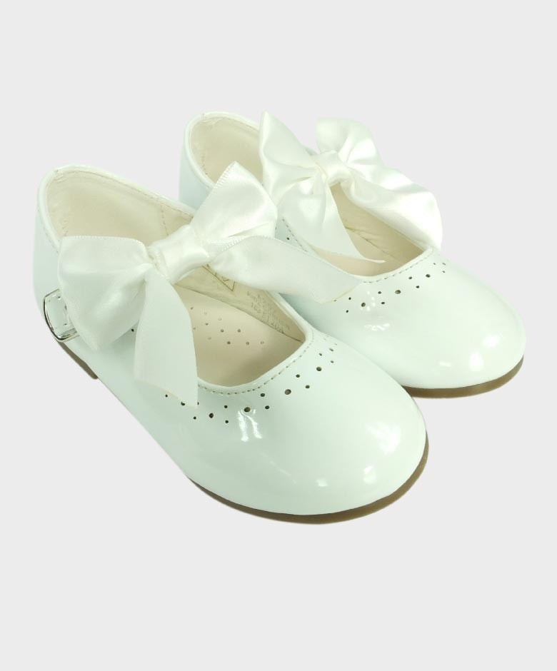 Girls Patent Mary Jane Flat Shoes - White