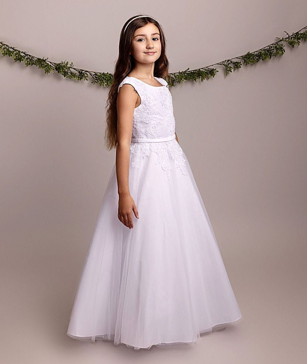 Girls Full-Length White Lace Dress – TIFFANY - White