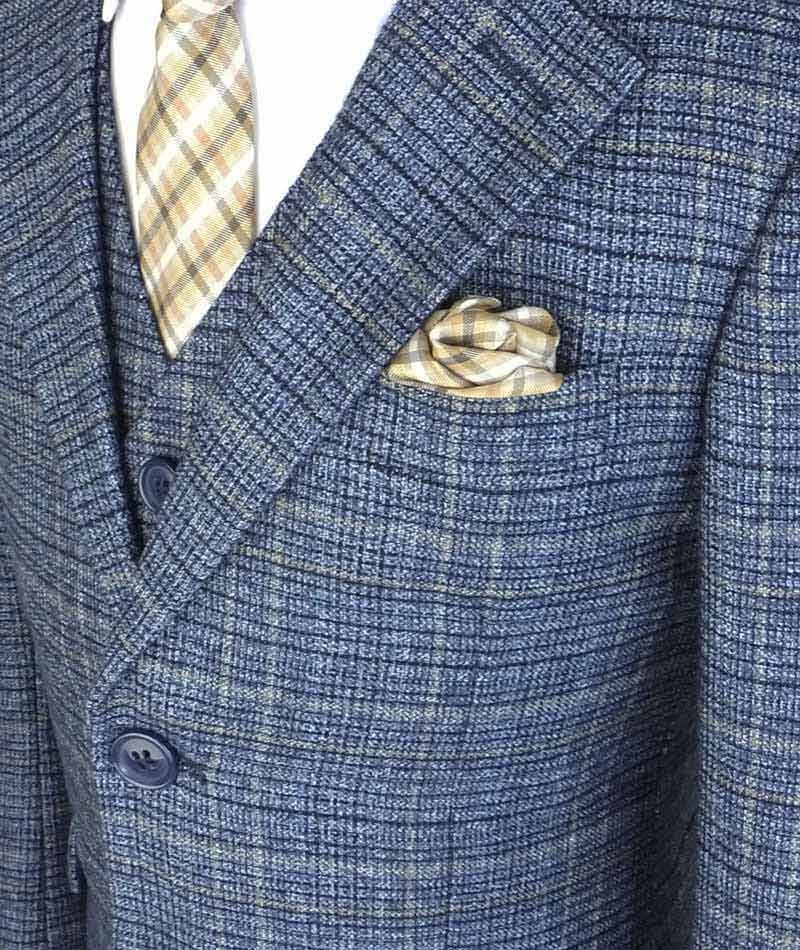 Boys Tweed Check Sky Blue Suit Set - Sky Blue