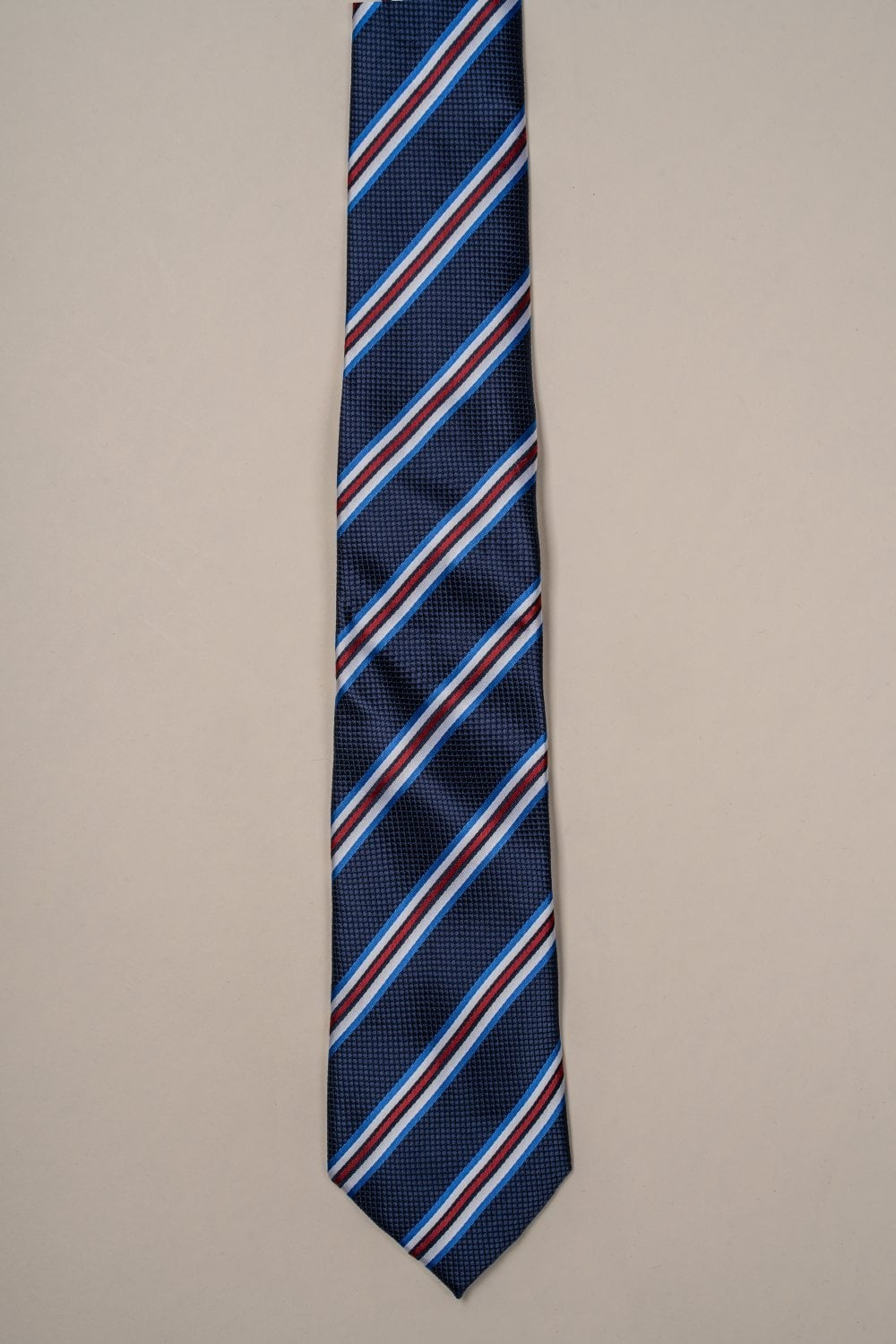 Men's Multicolored Striped Pattern Formal Tie - Navy