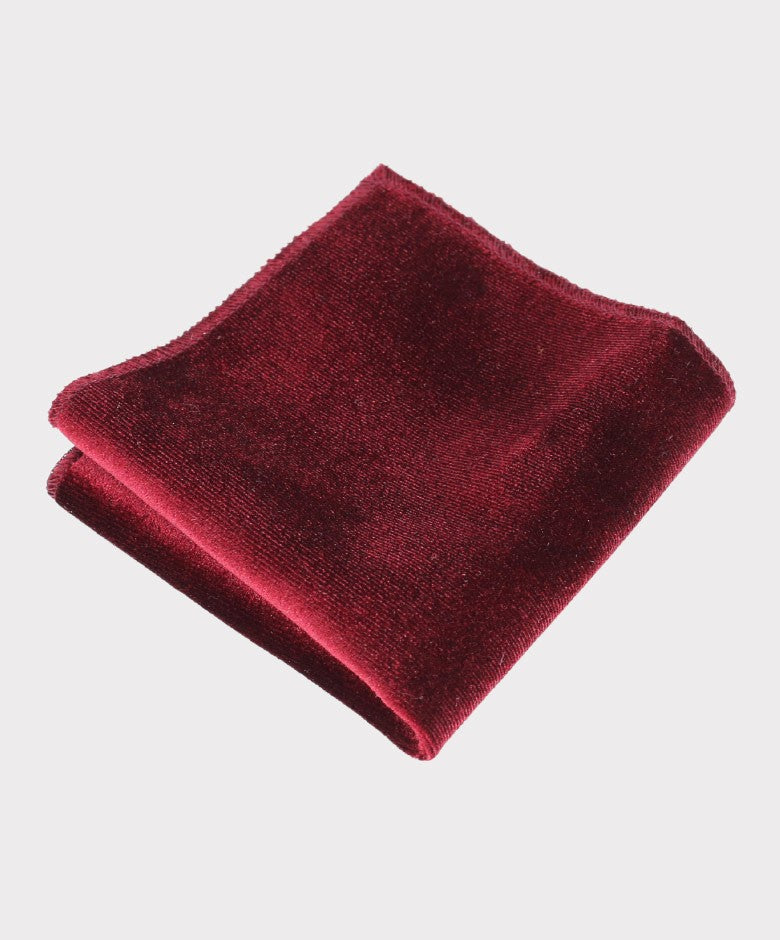 Boys & Men's Velvet Bow Tie and Hankie Set - Claret Red