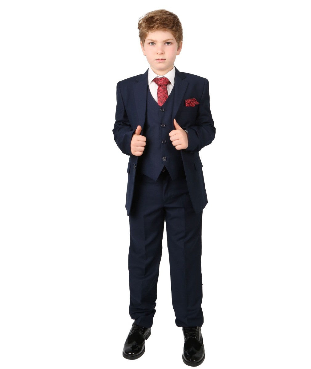 Boys Regular Italian Fit Navy Suit - Navy Blue