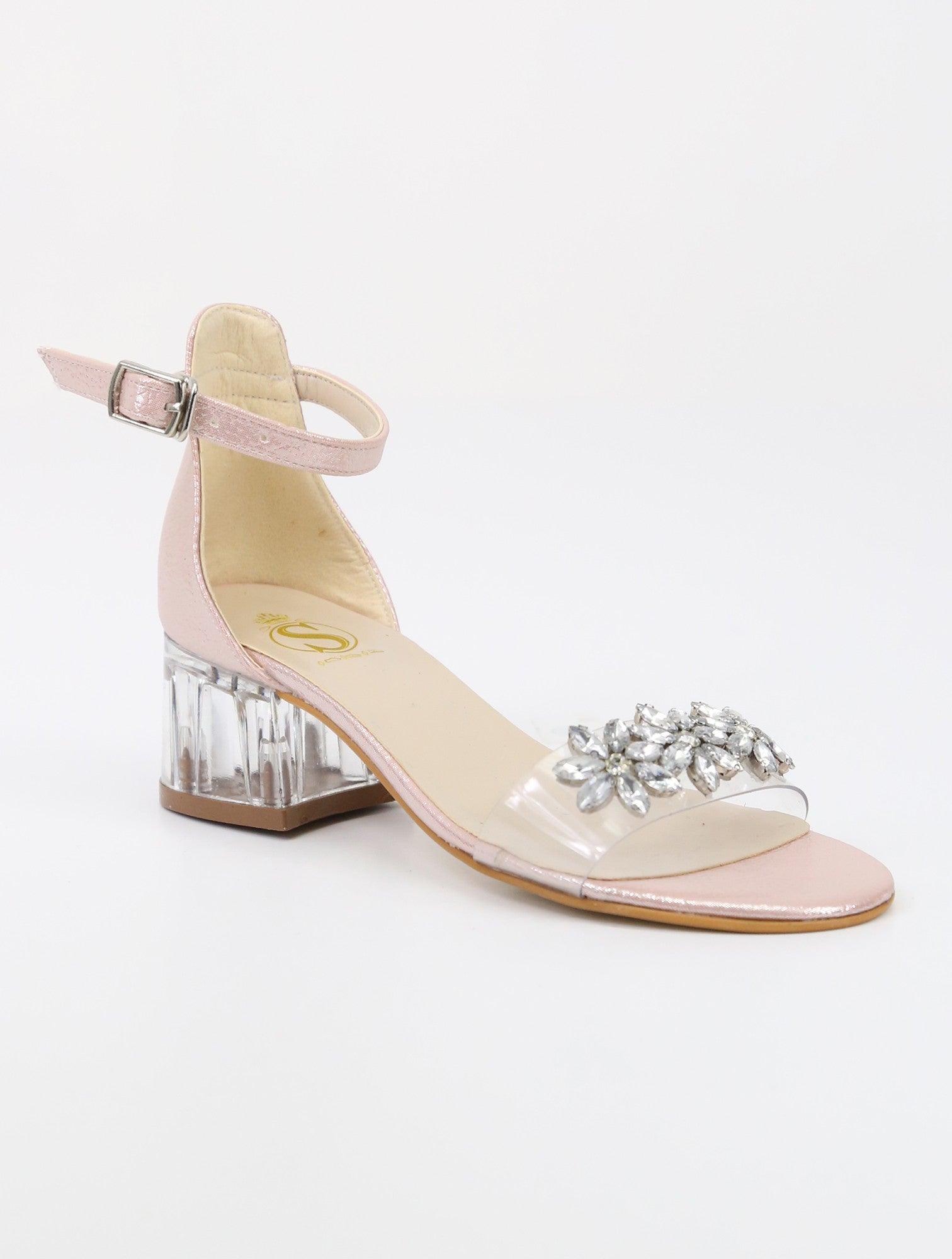 Girls Ankle-Strap Block Heels Sandals - WAKKO - Pink