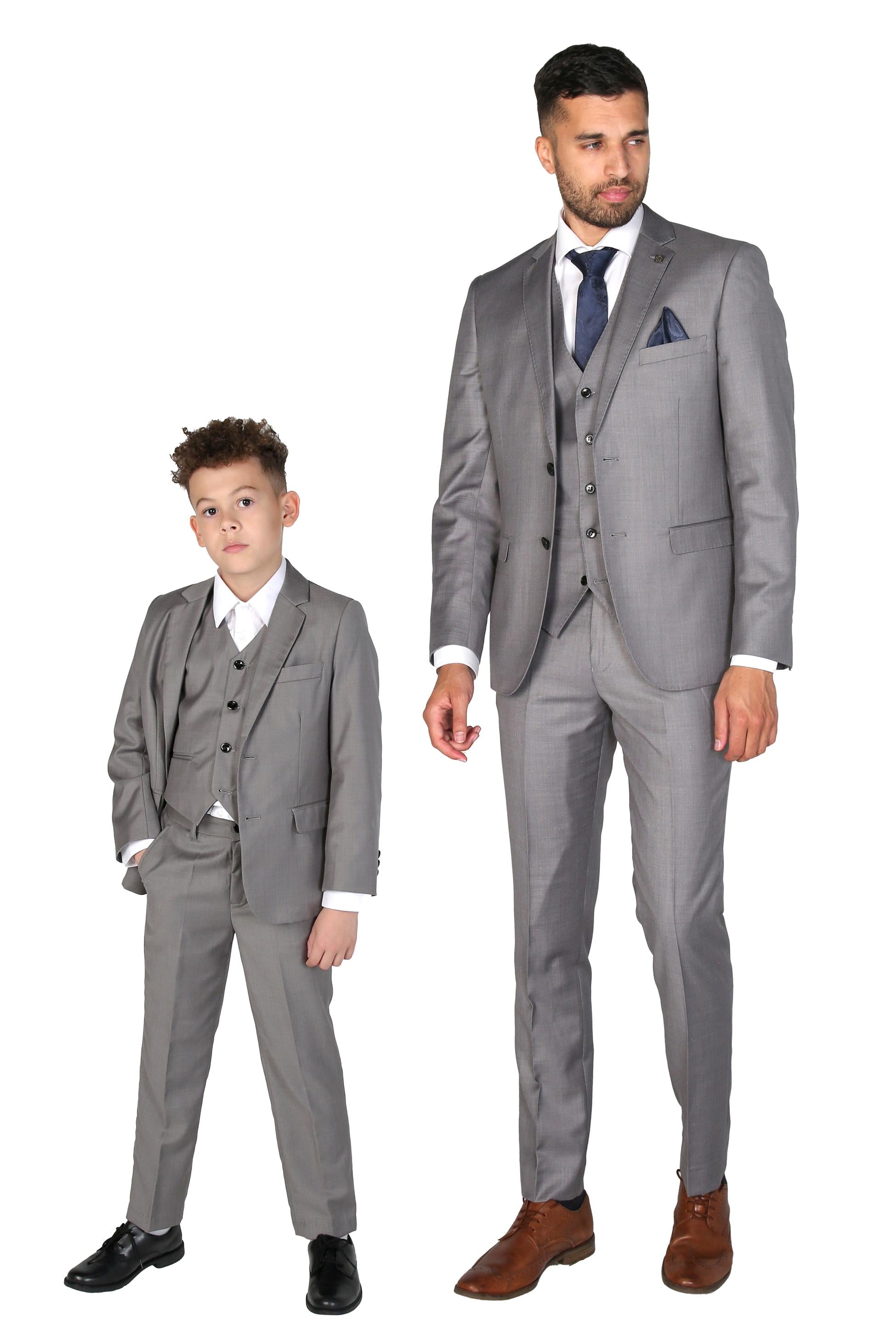 Boys Tailored Fit Black Suit - PARKER - Light Grey