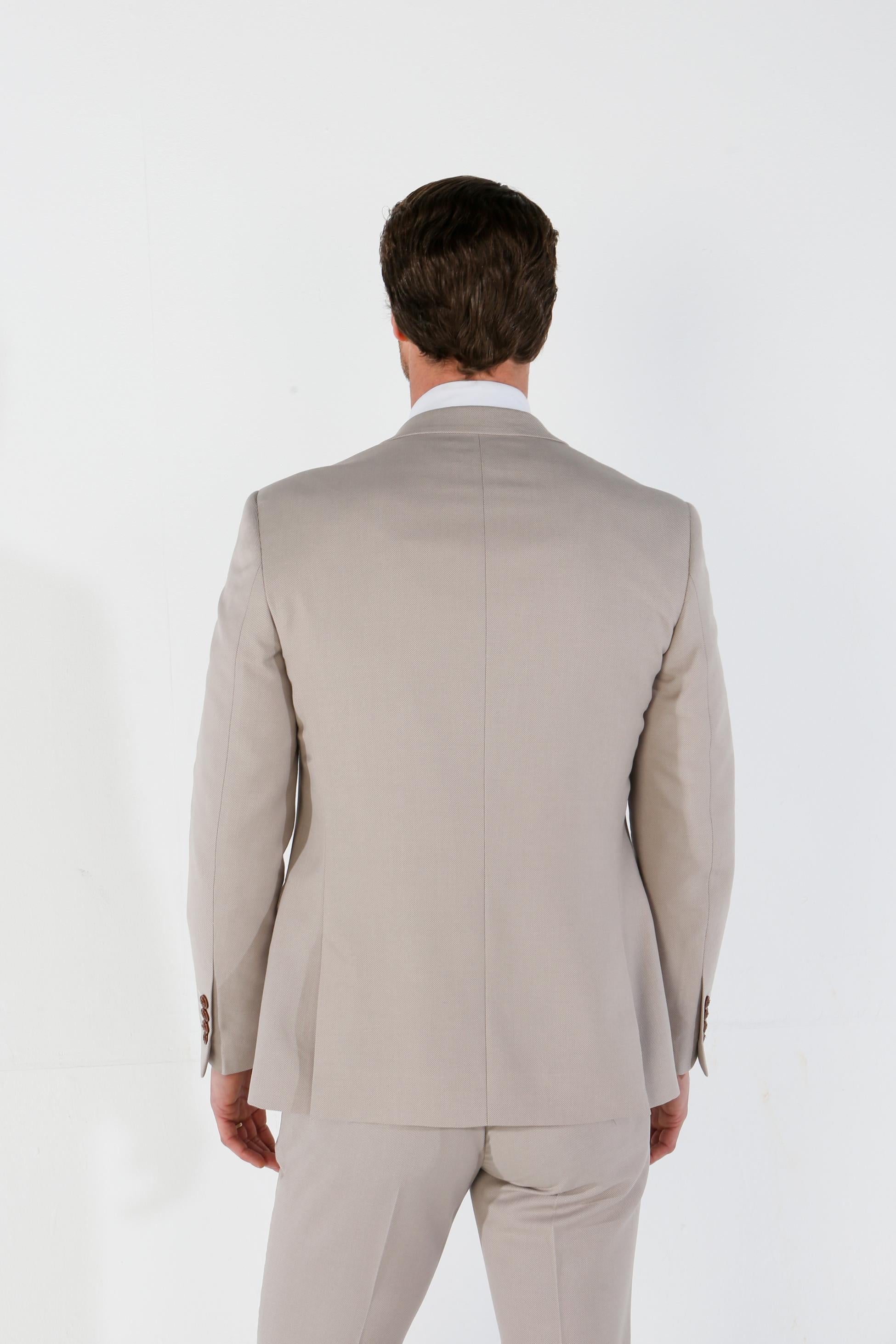 Men's Tailored Fit Suit Jacket - MAYFAIR - Stone