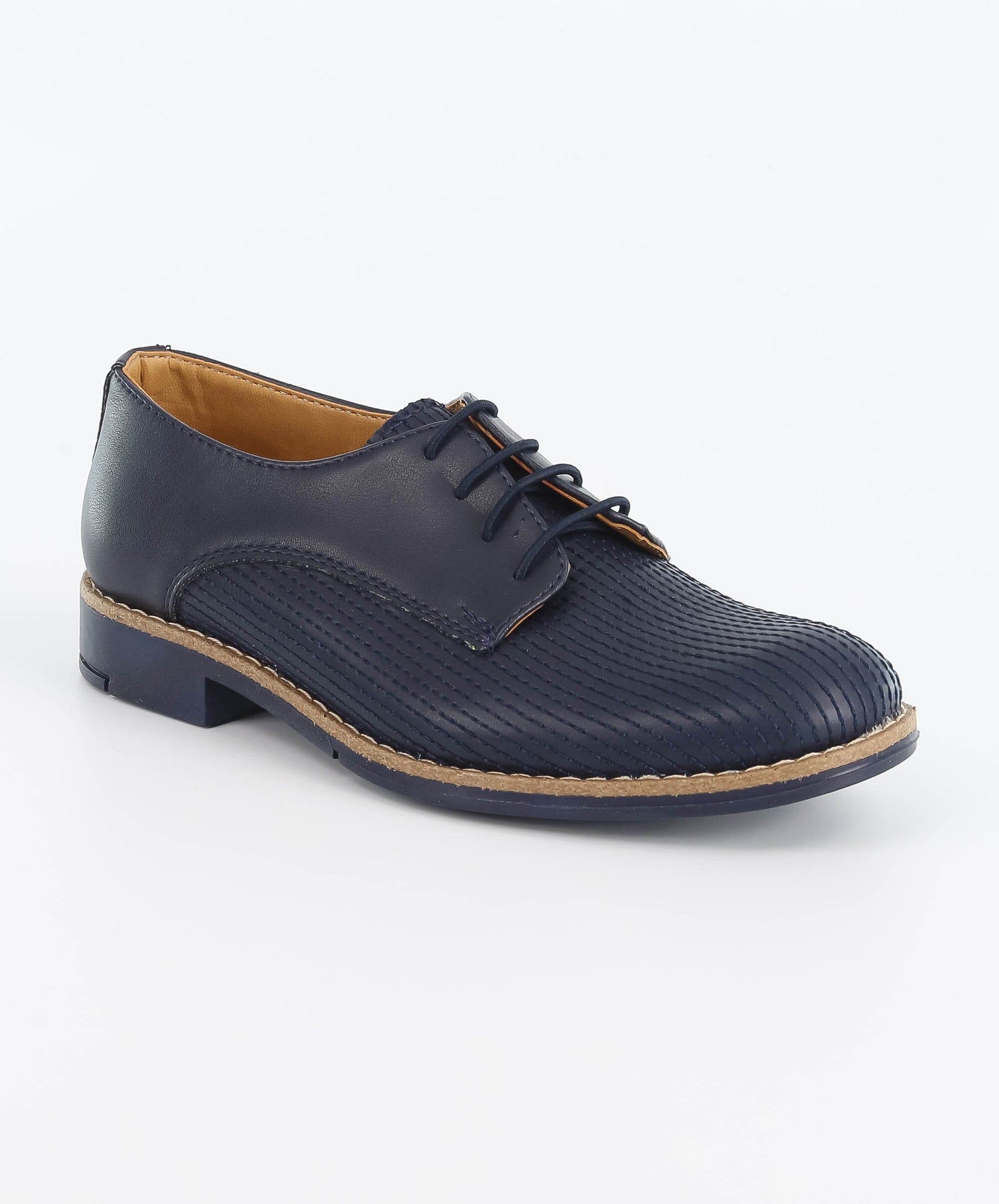 Boys Leather Lace Up Formal Shoes - Navy Blue