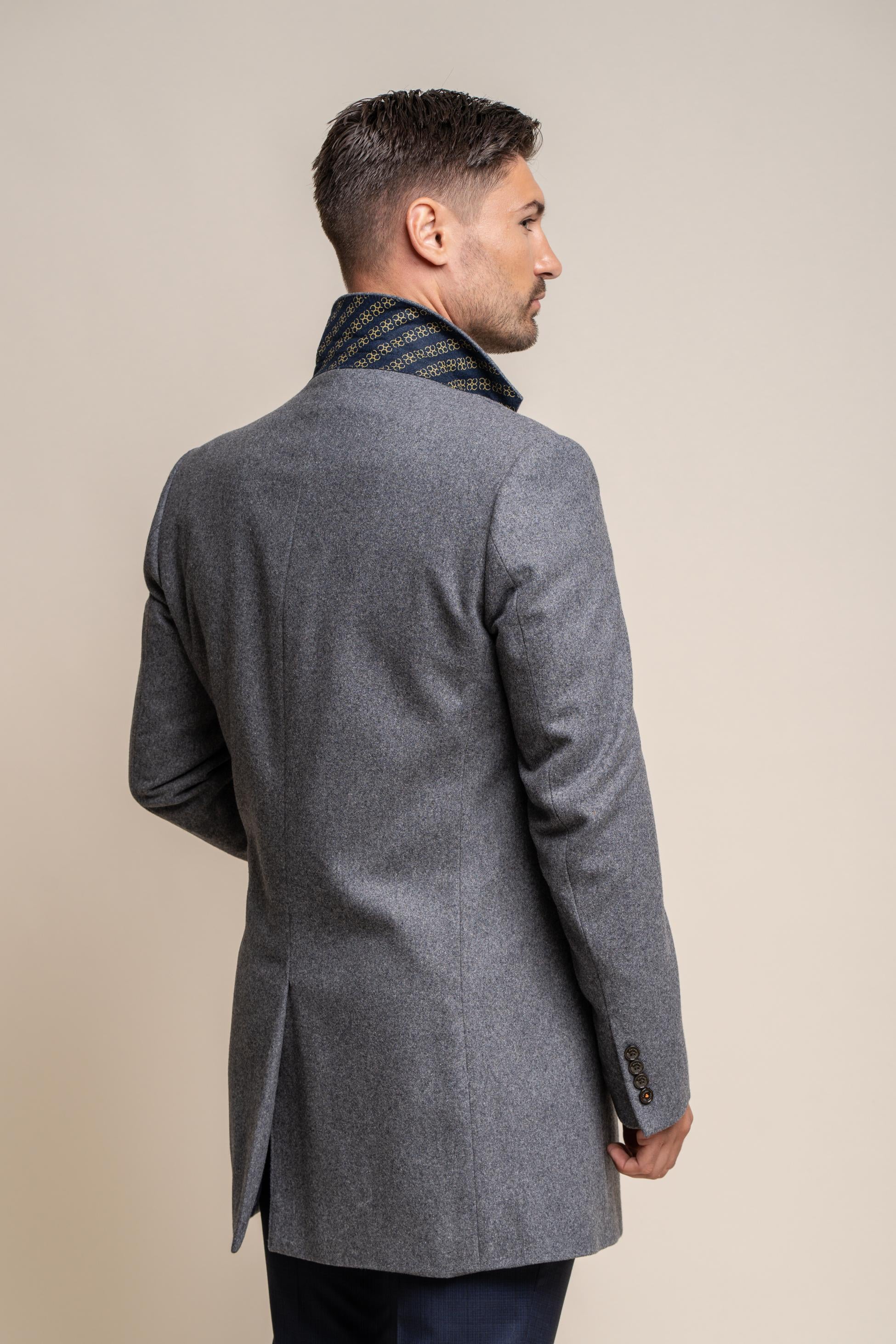 Men's Wool Midi Coat - ROMAN - Grey