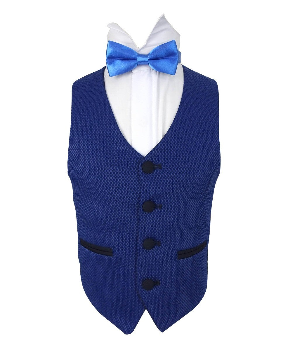 Boys Piping Birdseye Suit - BENIGNO - Blue - Navy Blue