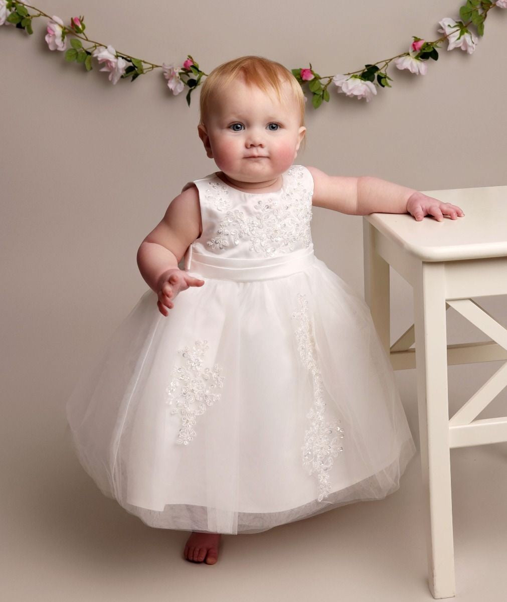 Baby Girls Christening Lace Dress – LAYLA - White