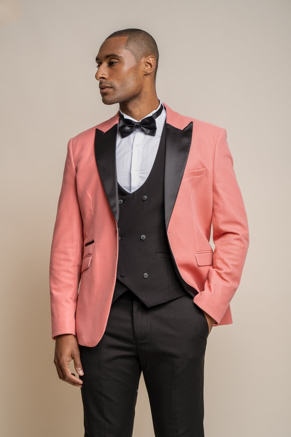 Men's Slim Fit Velvet Tuxedo Blazer - ROSA - Pink