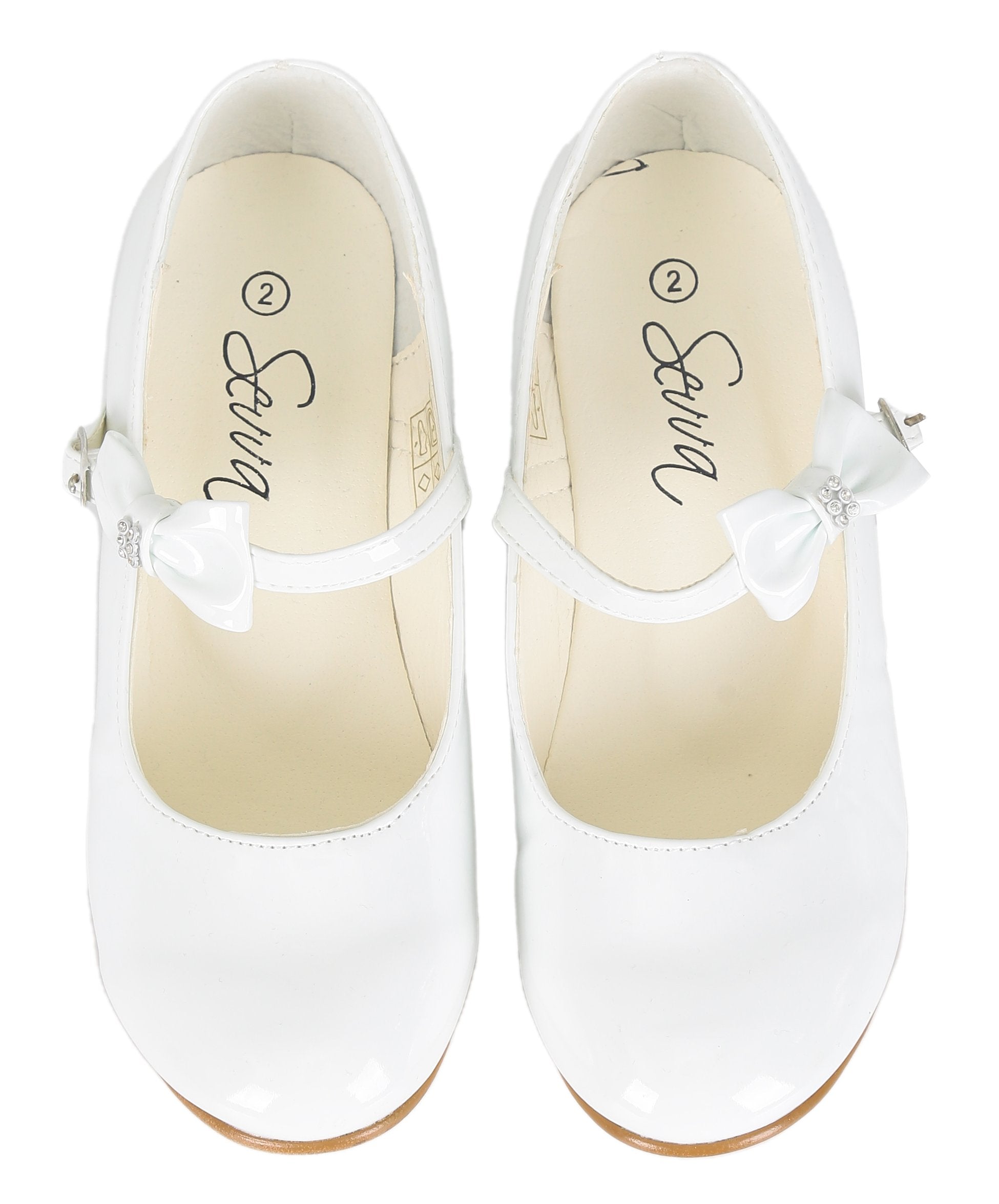 Girls Medium Heel Patent Mary Jane Shoes -DANIELLE - White