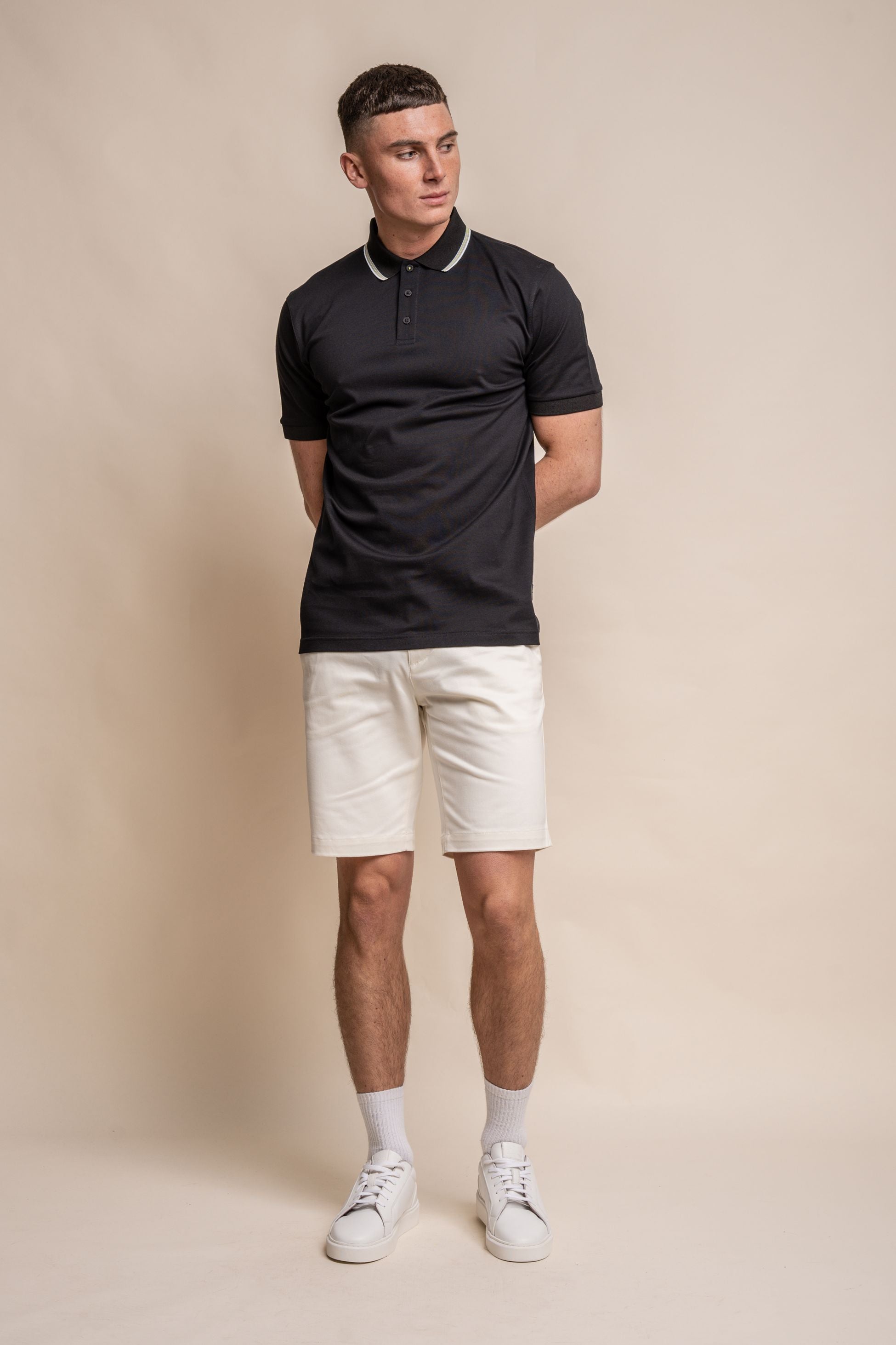 Men's Slim Fit Cotton Polo T-Shirt- FINLAY - Black