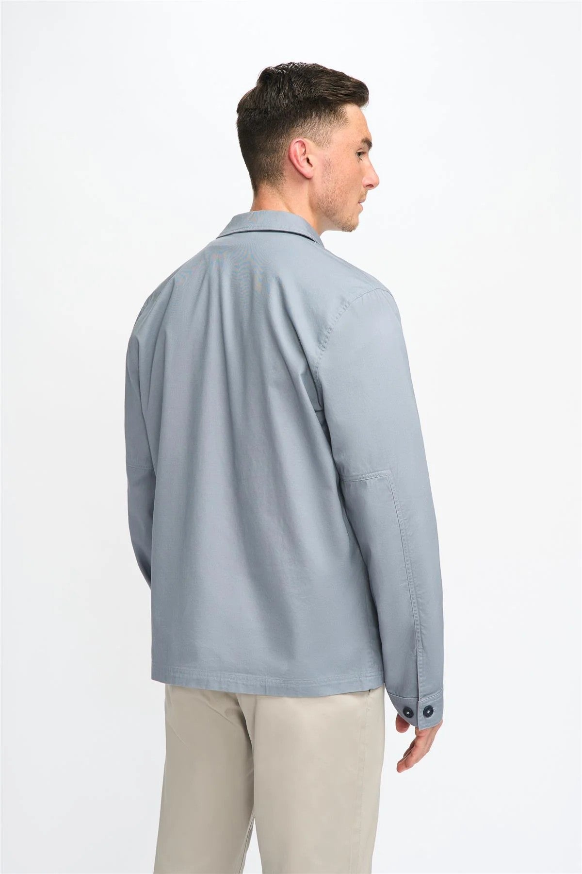 Men’s Regular Fit Cotton Overshirt - Acardi - Ice Blue