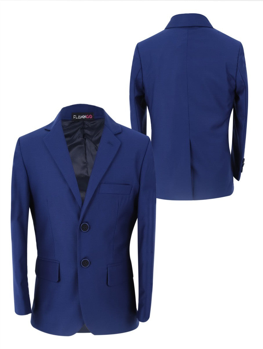 Boys Parliament Tailored Fit 6 Piece Suit Set  - LORENZO - Parliament Blue