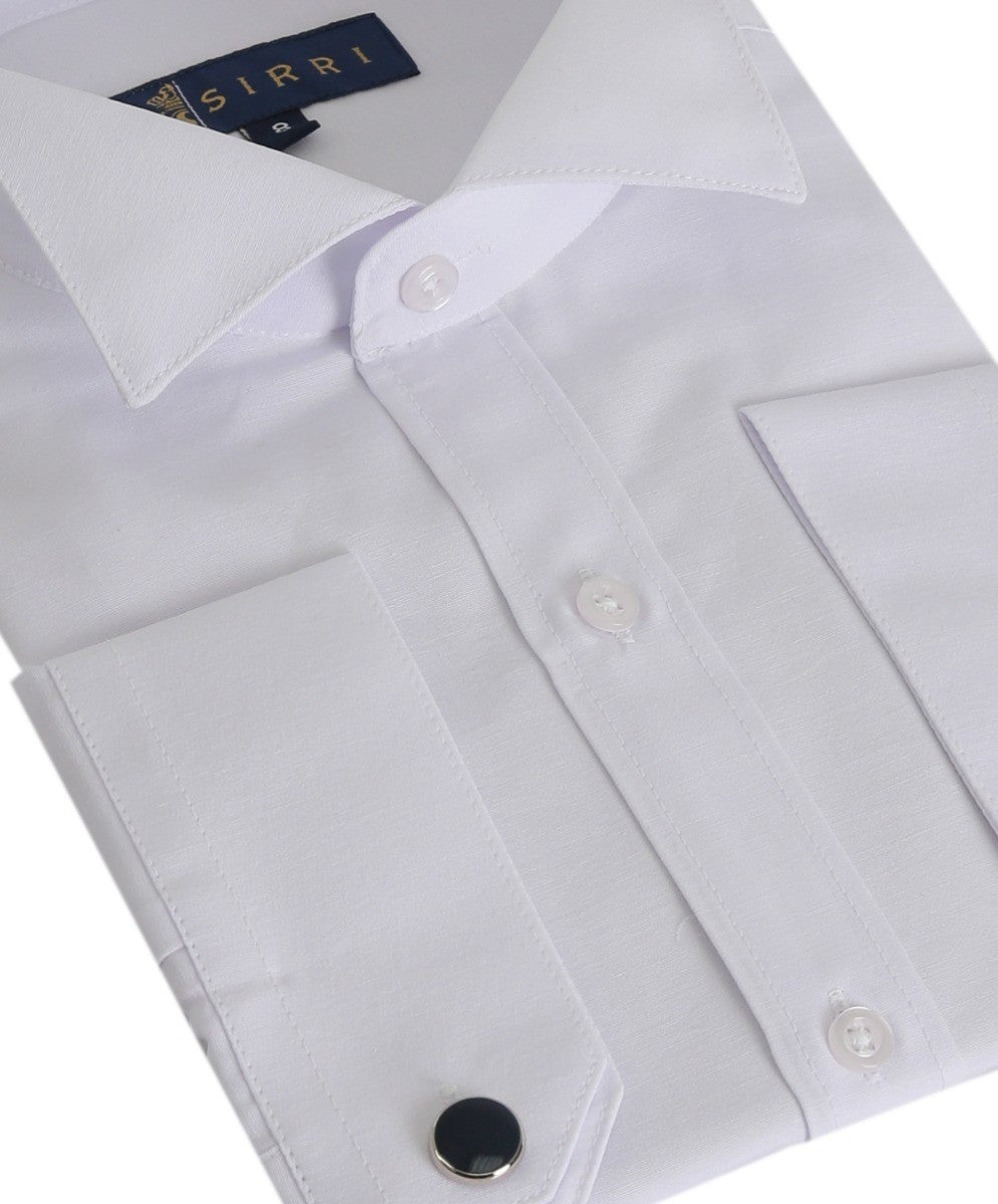 Boys Wing Collar Tuxedo Cufflink White Shirt - White