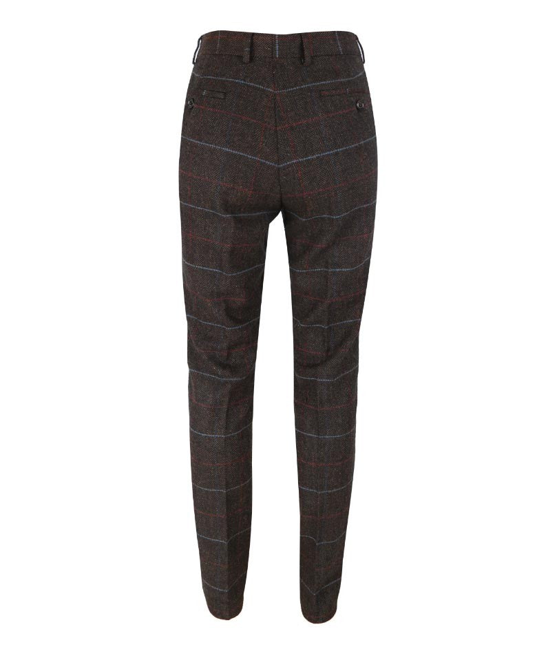 Men's Retro Check Slim Fit Trousers - TOMMY Brown - Brown