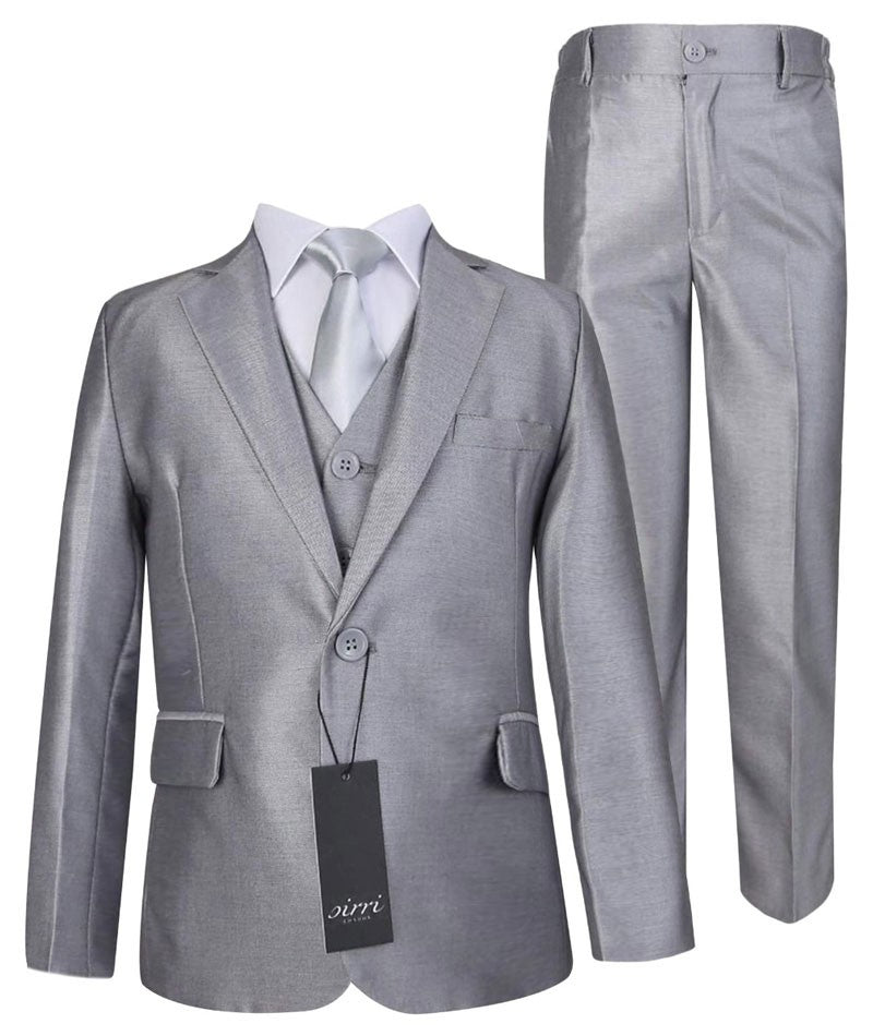 Boys Wedding Silver Suit Set - Light Silver