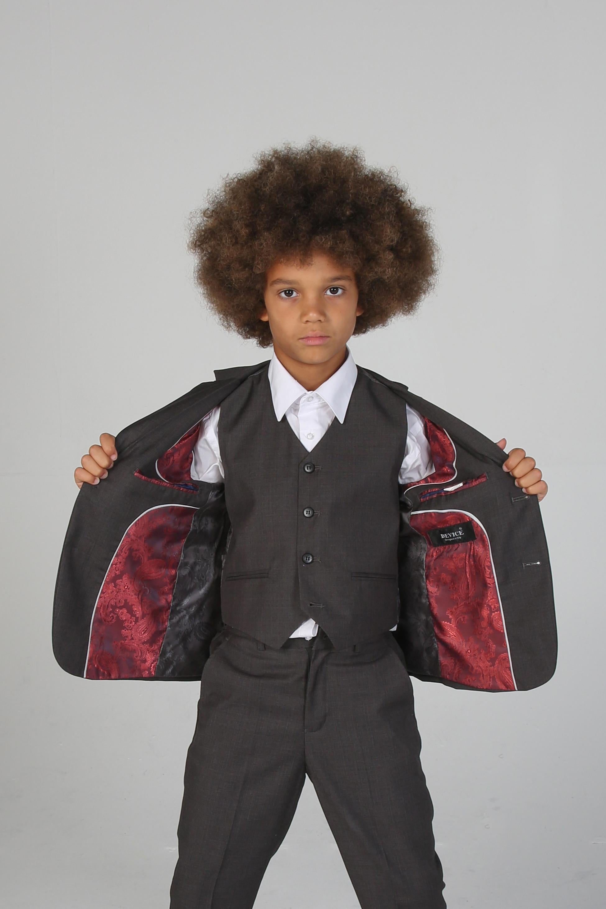 Boys Tailored Fit Formal Suit- CHARLES Charcoal - Charcoal Grey