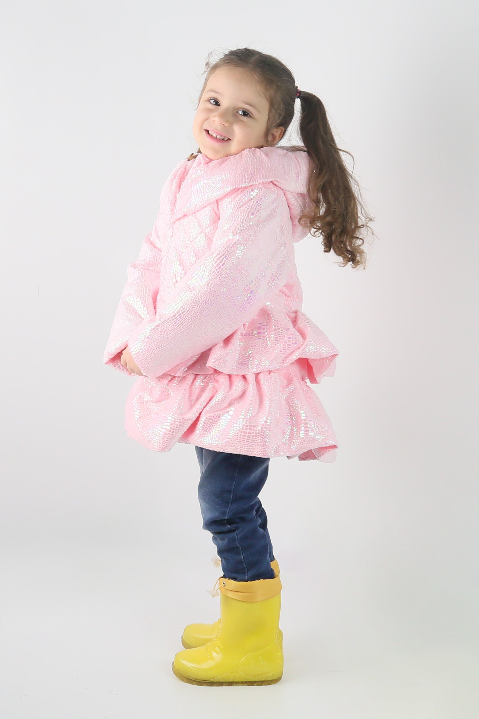 Baby & Girls' Iridescent Quilted Hooded Puffer Coat - SCARLET - Pink