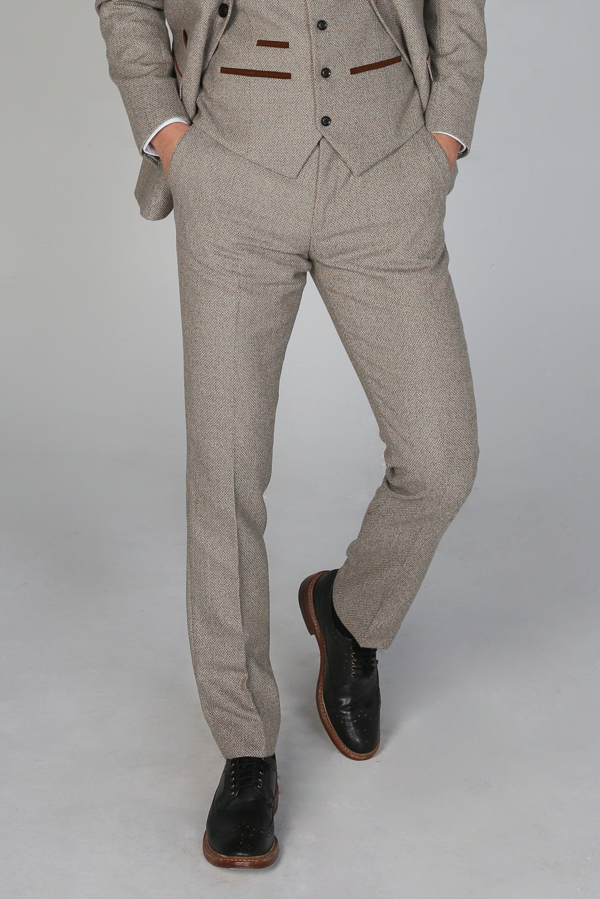 Men's Tweed Tailored Fit Trousers - RALPH Beige - Beige