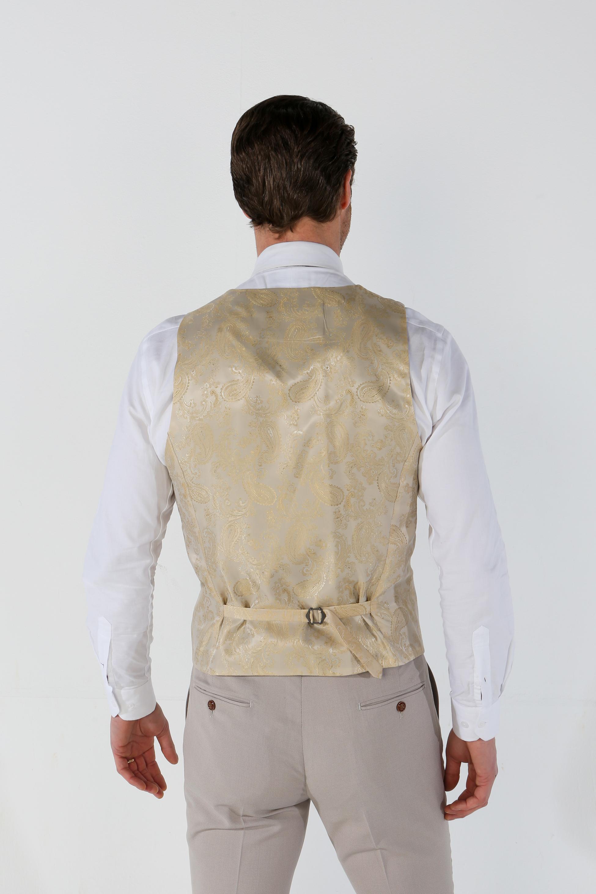 Men's Tailored Fit Single breasted Waistcoat - MAYFAIR - Stone