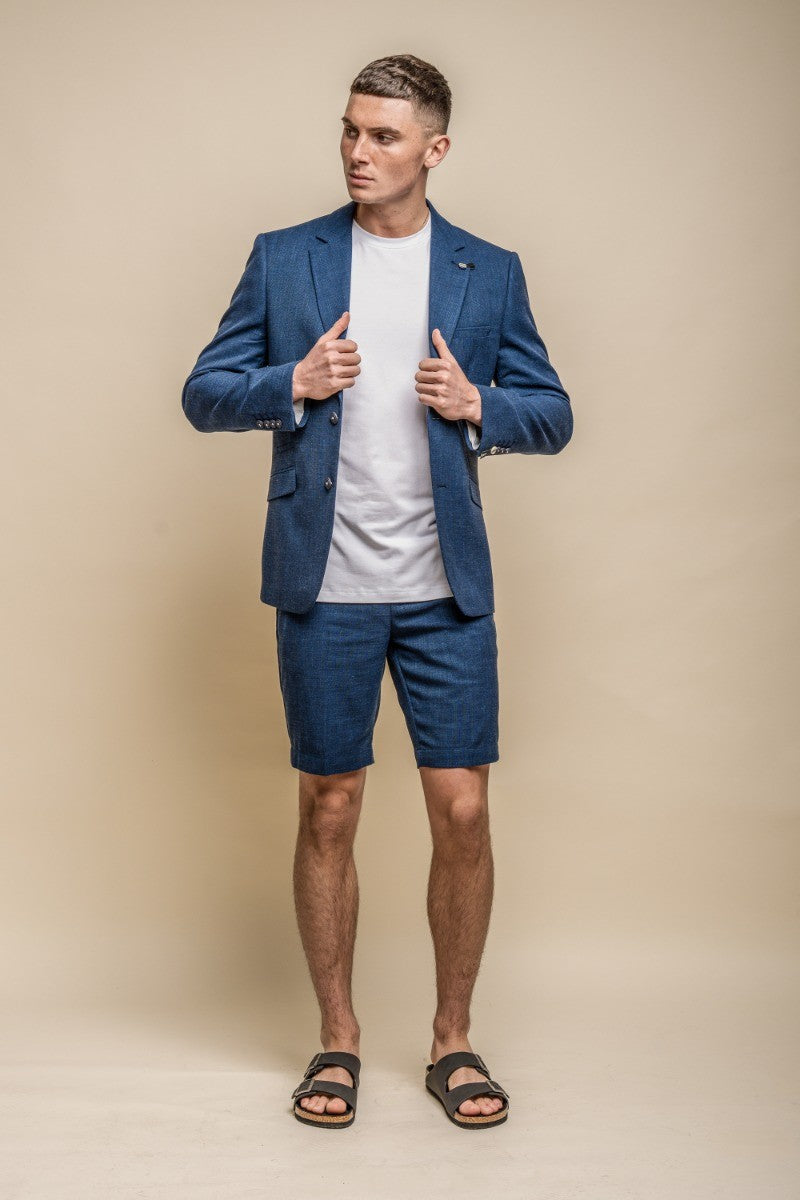 Men's Mid Rise Slim Fit Shorts- MIAMI - Dark Blue