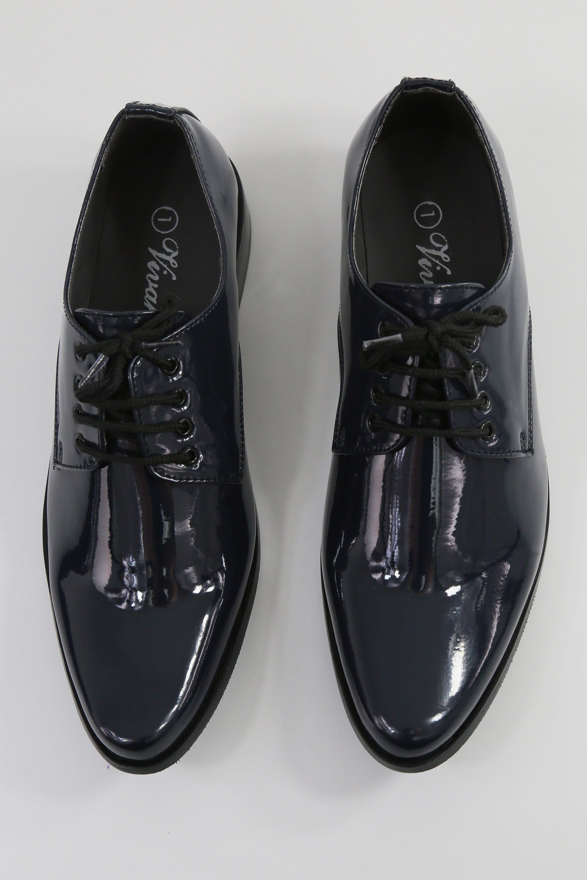 Boys Patent Leather Derby Shoes - GEORGE - Navy