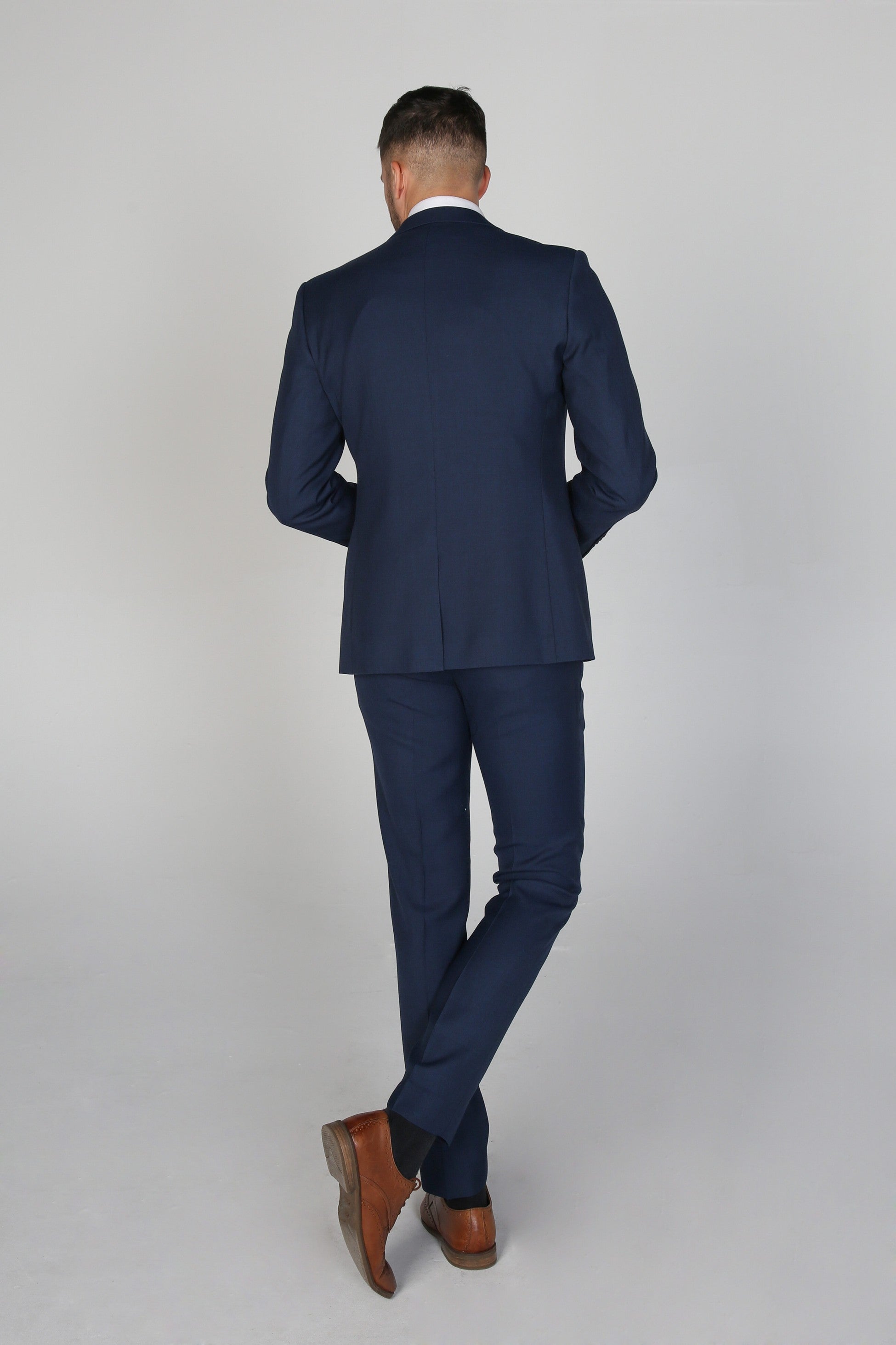 Men's Tailored Fit Formal Suit Jacket  - CHARLES - Navy Blue