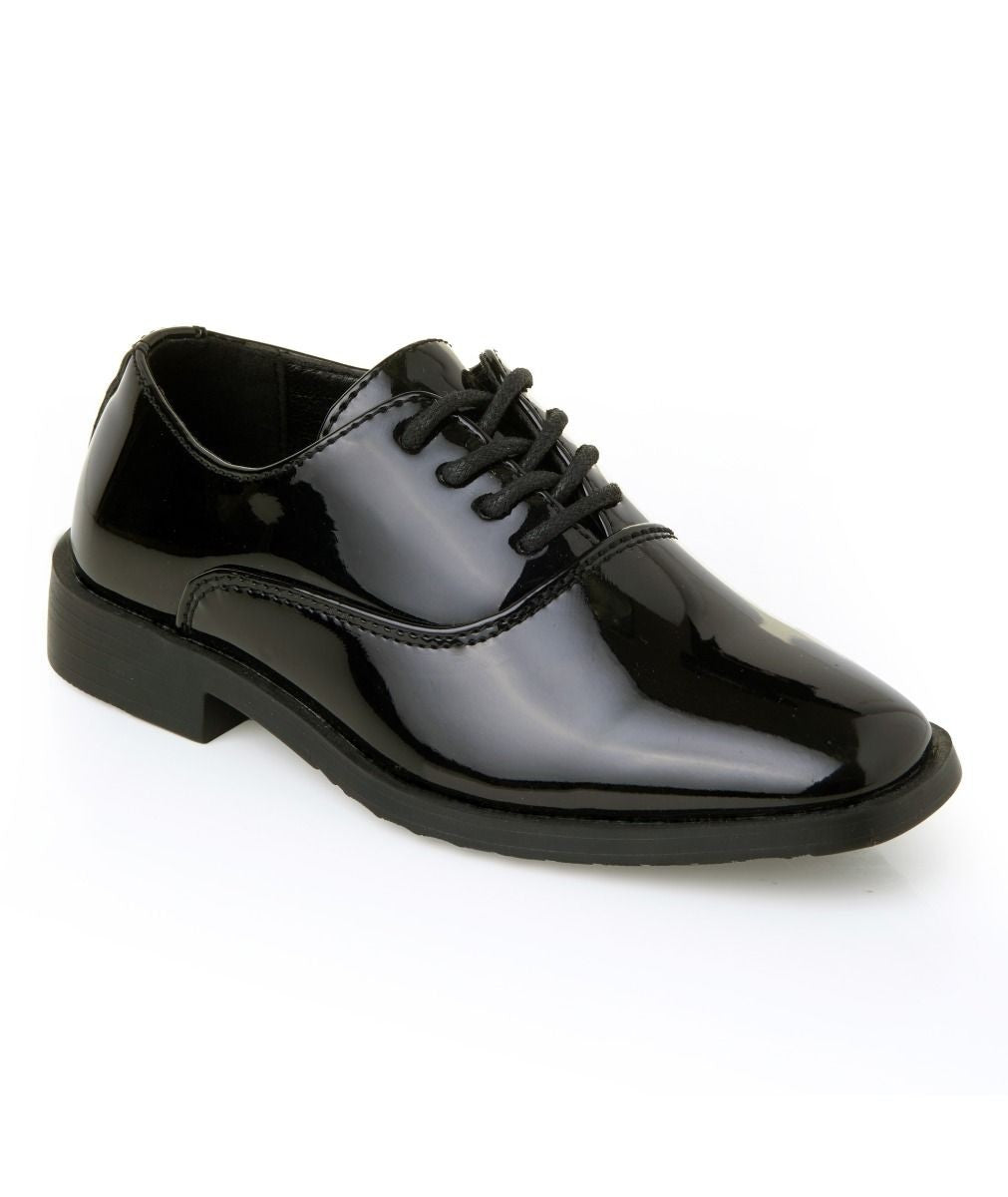 Boys’ Black Patent Lace- Up Oxford Dress Shoes - Jake - Black