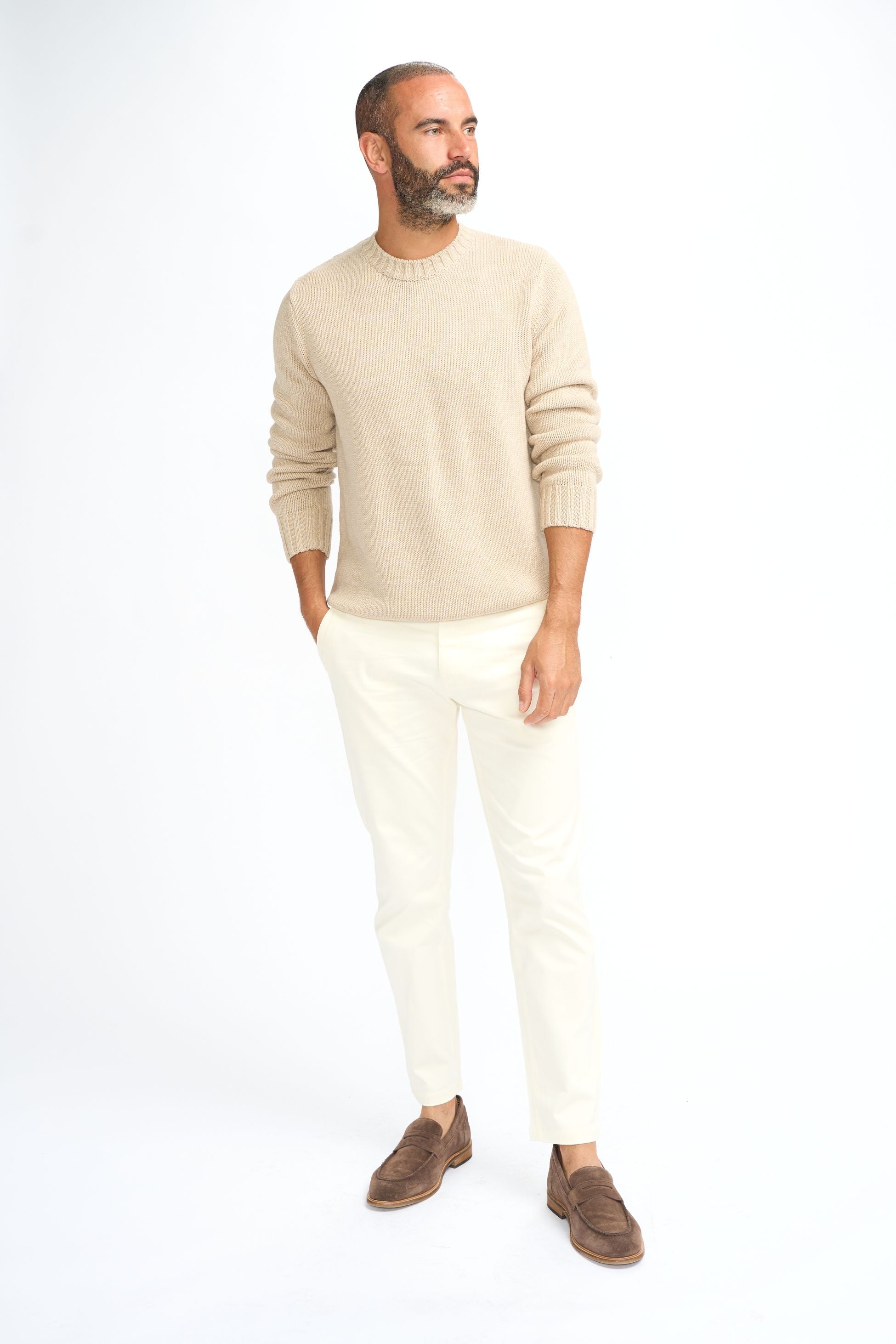 Men’s Classic Knit Pullover Jumper - FARREL - Fawn Brown