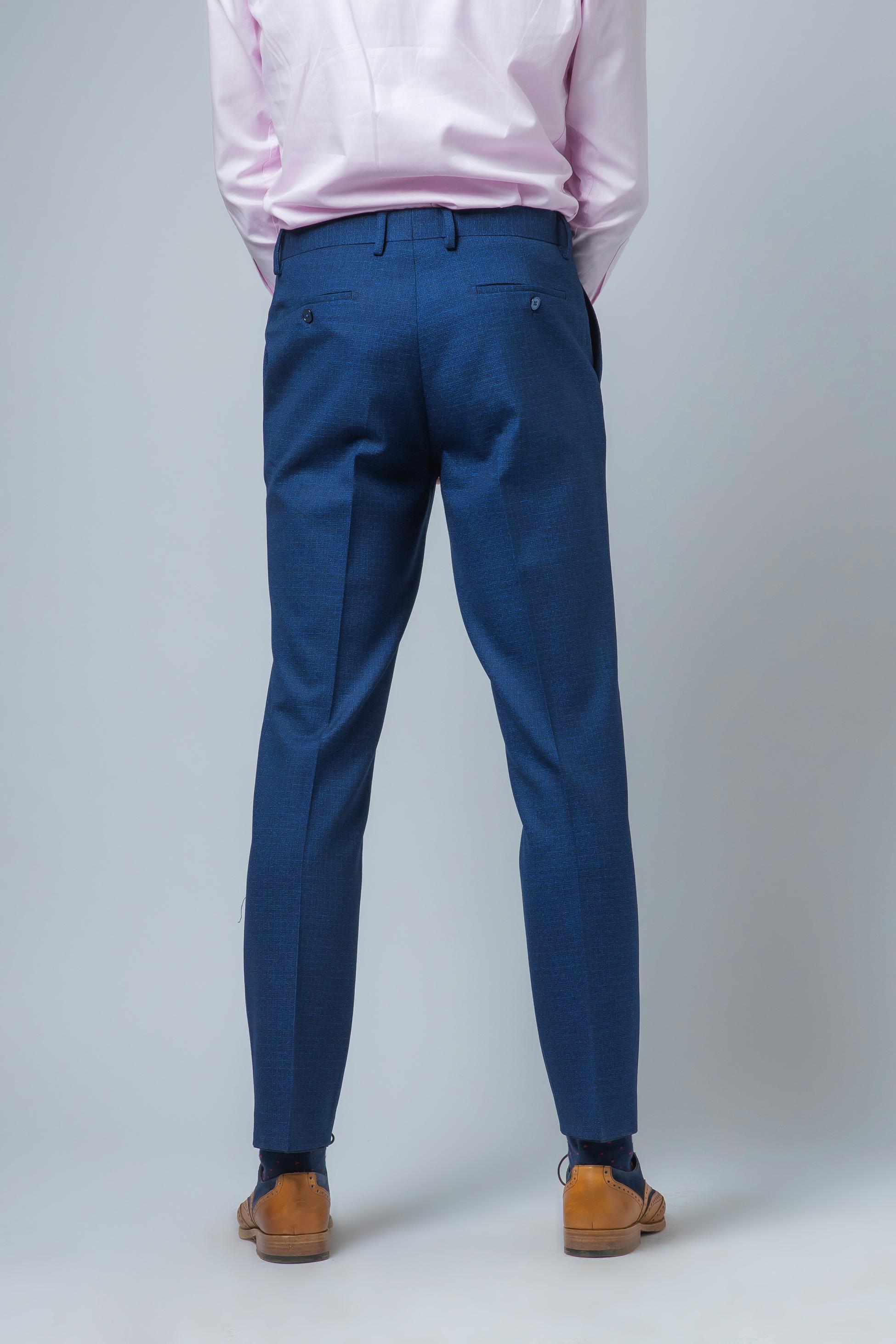 Men's Slim Fit Blue Trousers - MATEO - Indigo Blue