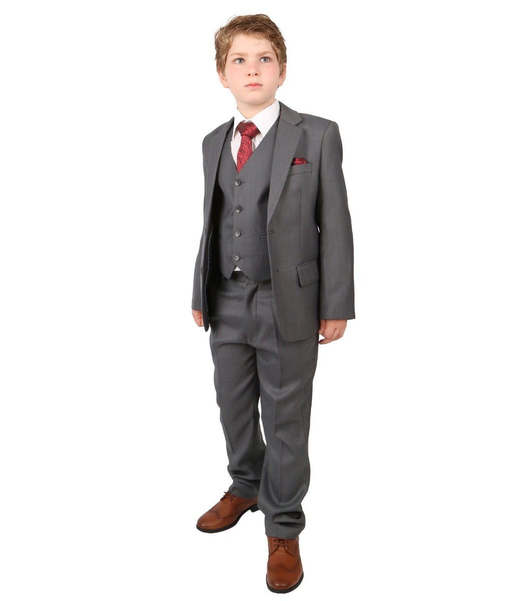 Boys Regular Italian Fit Grey Suit - Grey