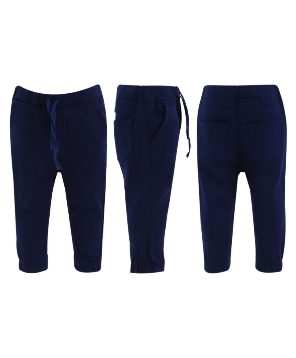 Baby Boys Cotton Stretch Chino Trousers - ENZO - Navy Blue