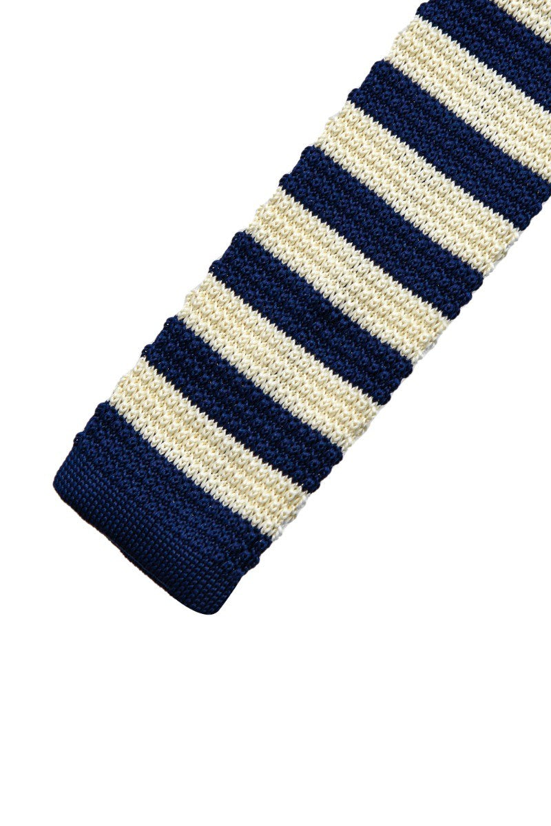 Men's Knitted Tie - Beige and Navy