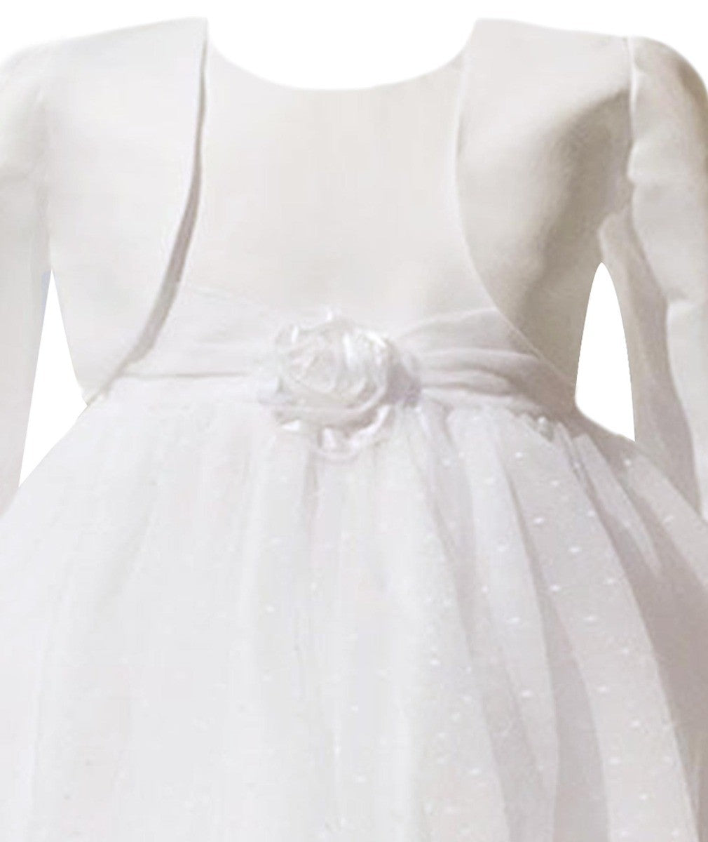 Baby Girls Wedding Cristening Bolero Dress - Ivory