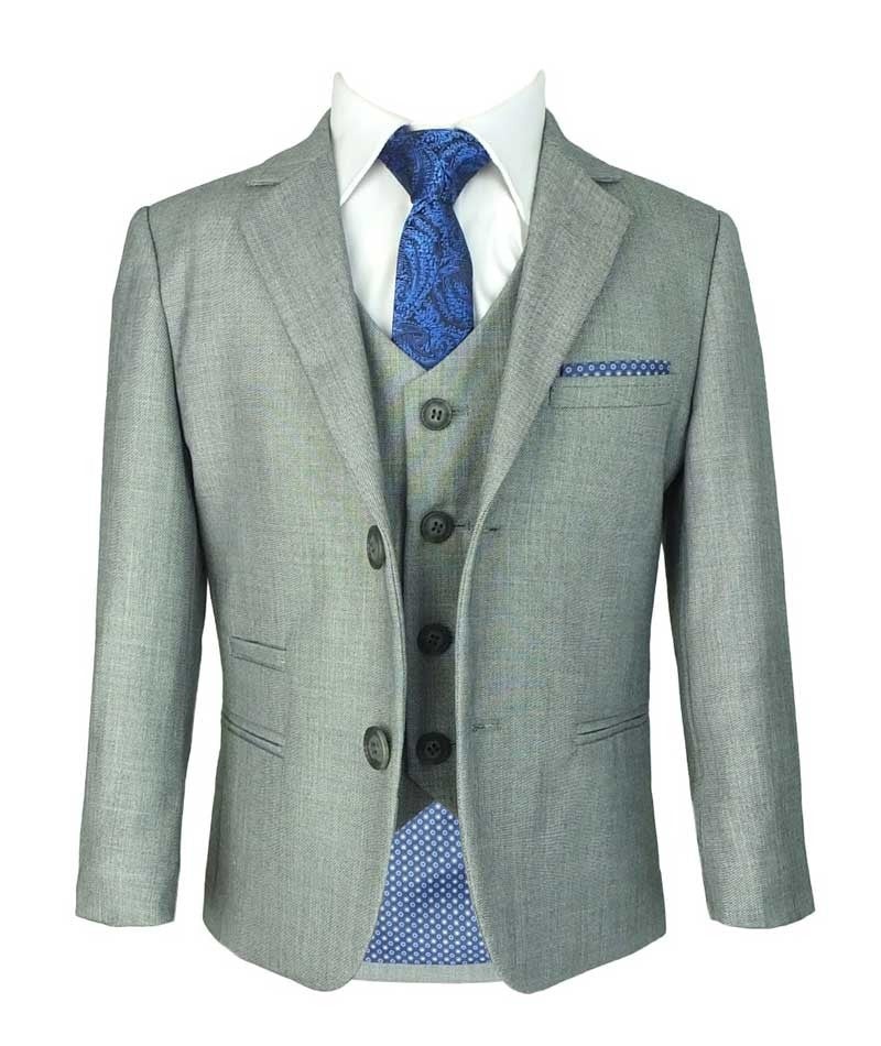 Boys Slim Fit Formal Suit - REEGAN - Light Grey