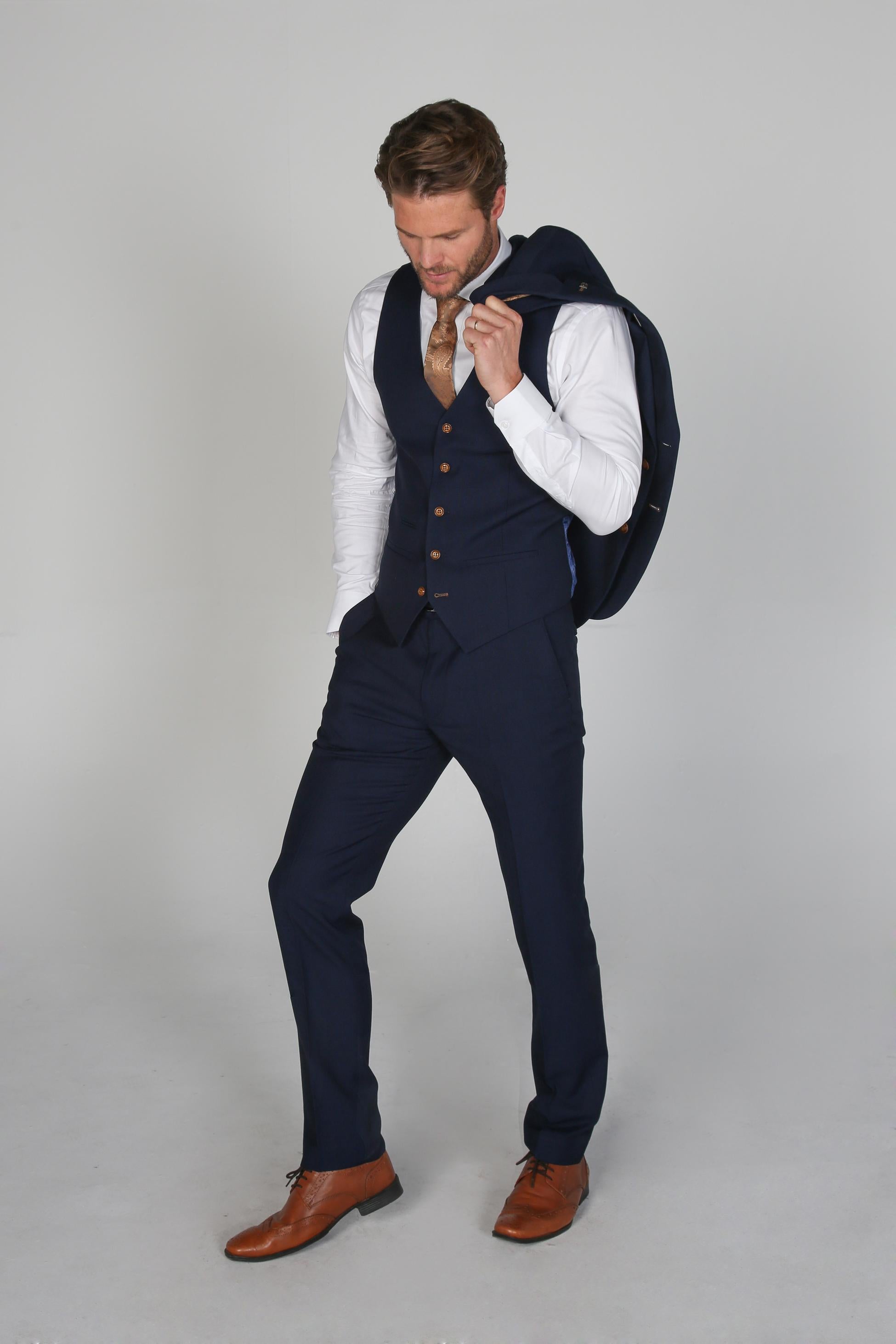 Men's Tailored Fit Formal Suit - MAYFAIR - Navy Blue