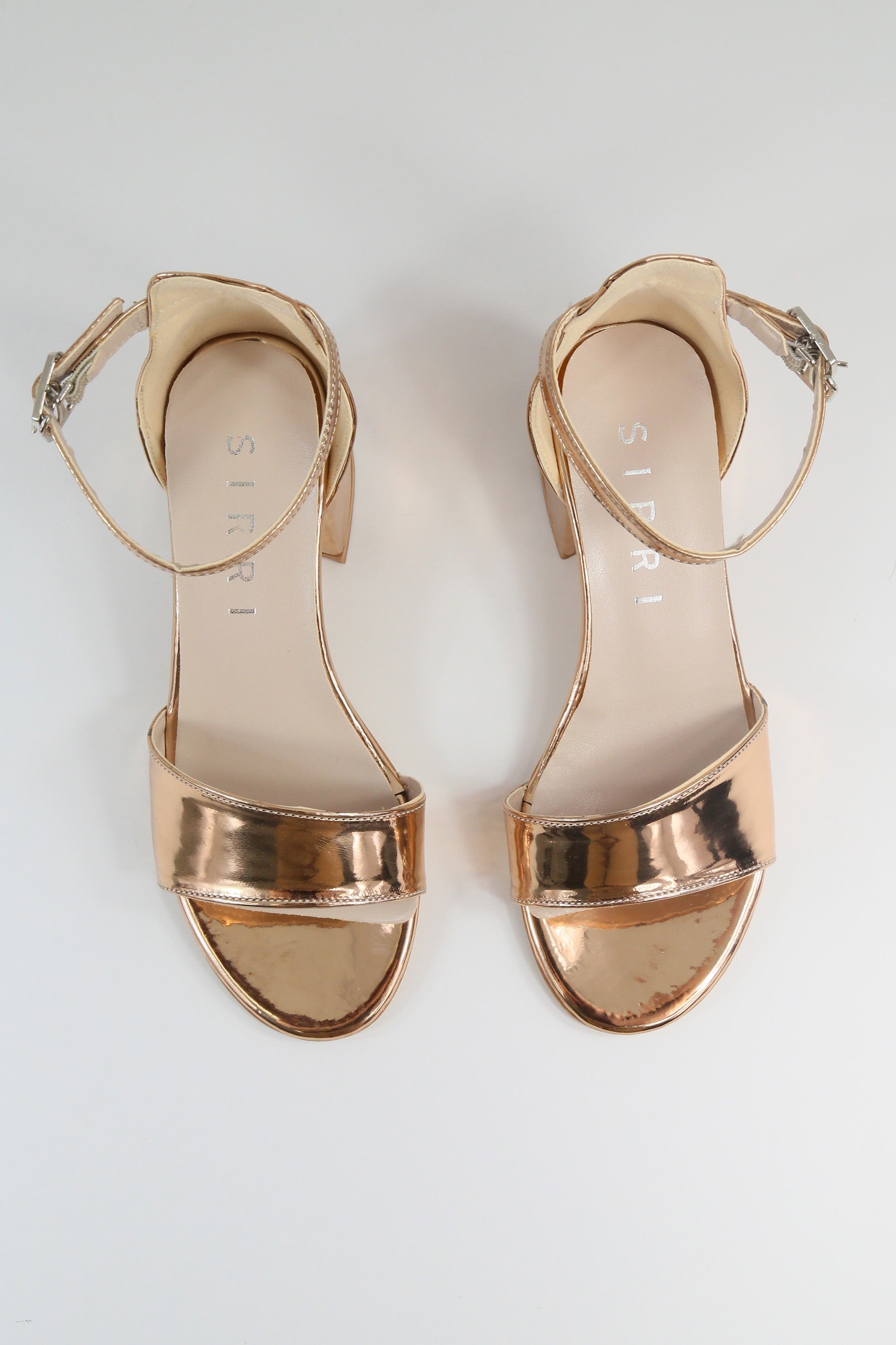 Girls Iridescent Block Heels Patent Sandals - NOVA - Gold