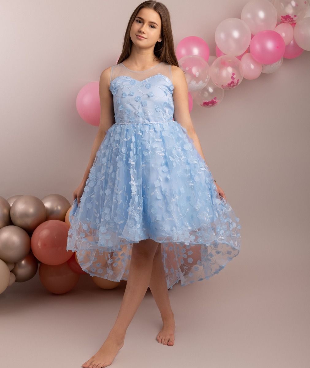 Floral Dress for Girls - COURTNEY - Baby Blue