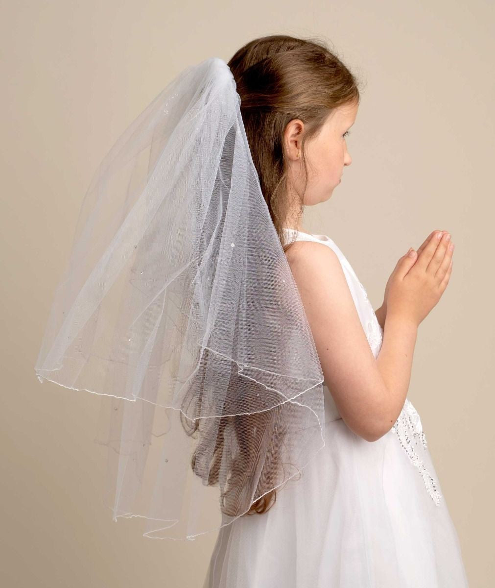 Girls' White Layered Tulle Veil - VL 139