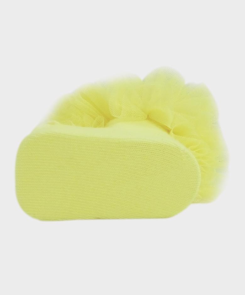 Baby Girls Ruffle Bow Frilly Ankle Socks - Yellow